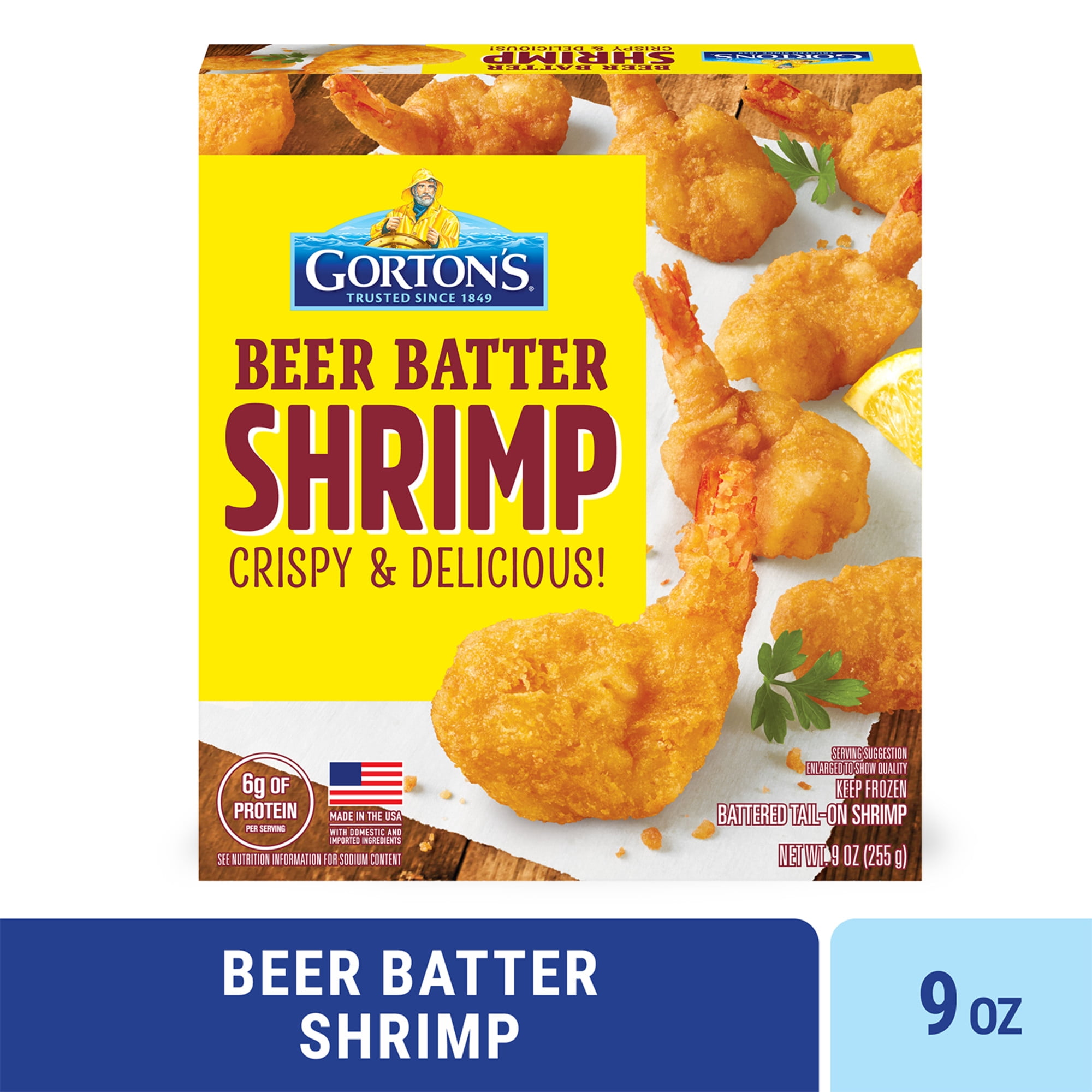 Gortons Beer Battered Tail-On Shrimp, Frozen Seafood, 9.2 oz