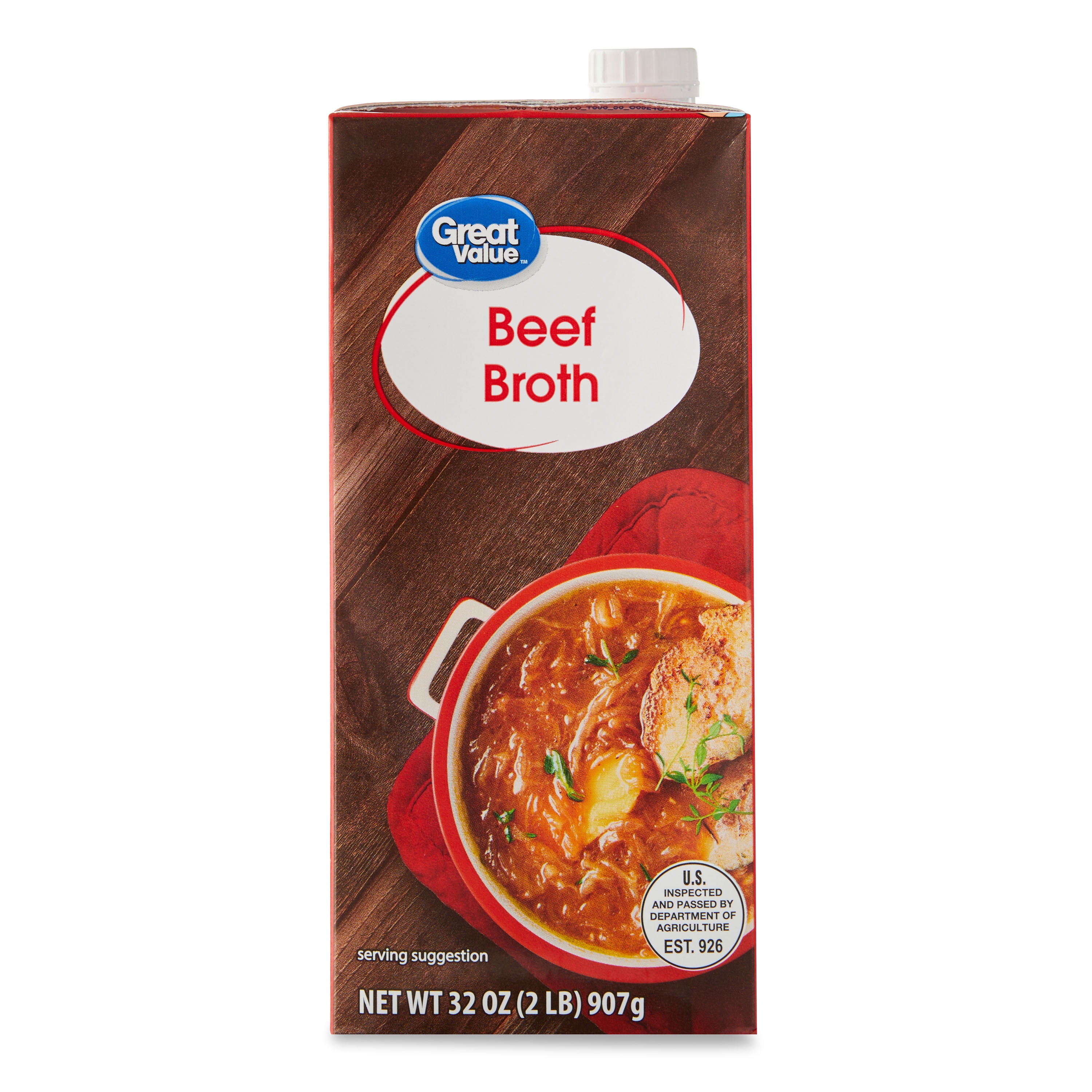 Great Value Gluten-Free Beef Broth, 32 oz Carton (Shelf-Stable)