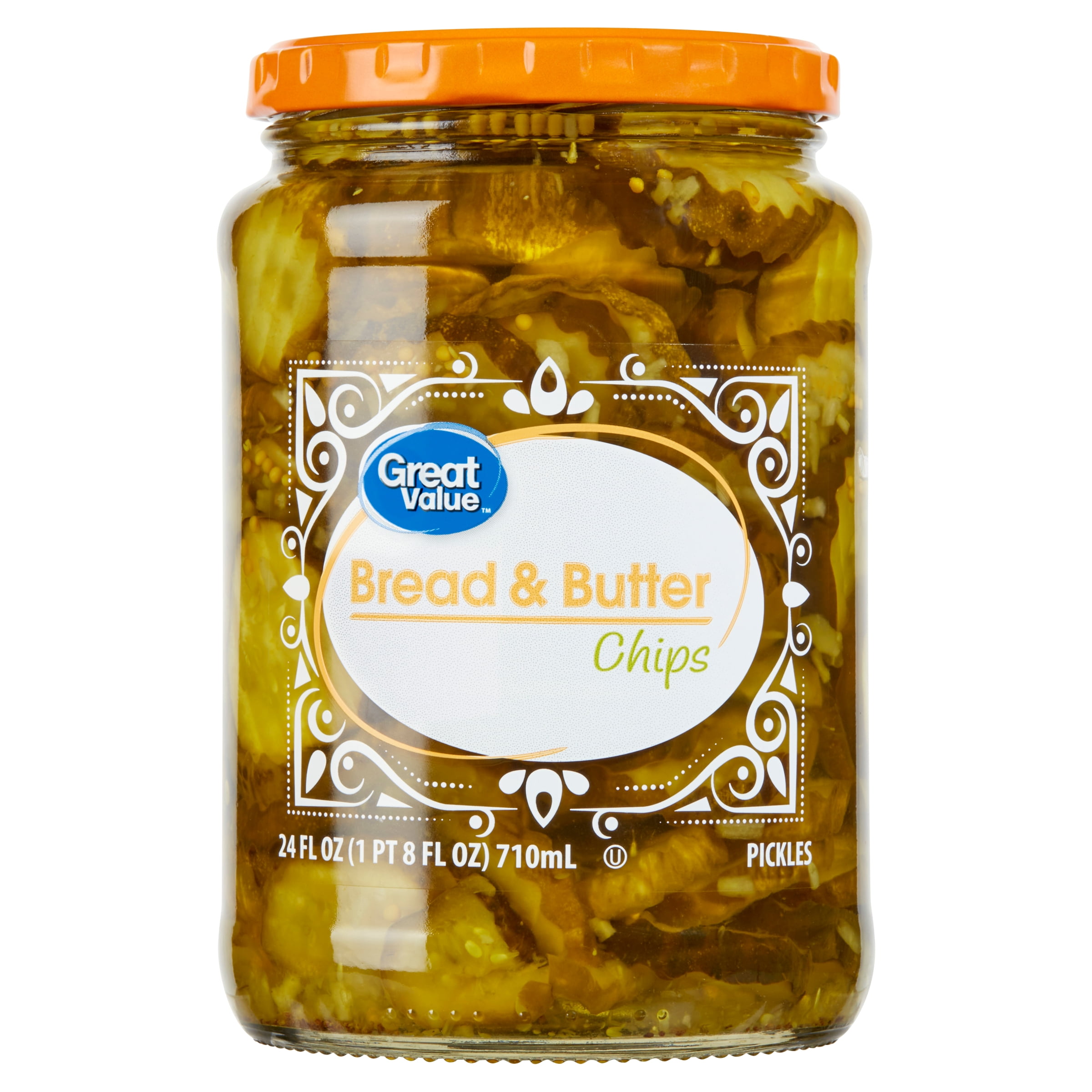 Great Value Bread & Butter Chips Pickles Fresh Pack, 24 fl oz