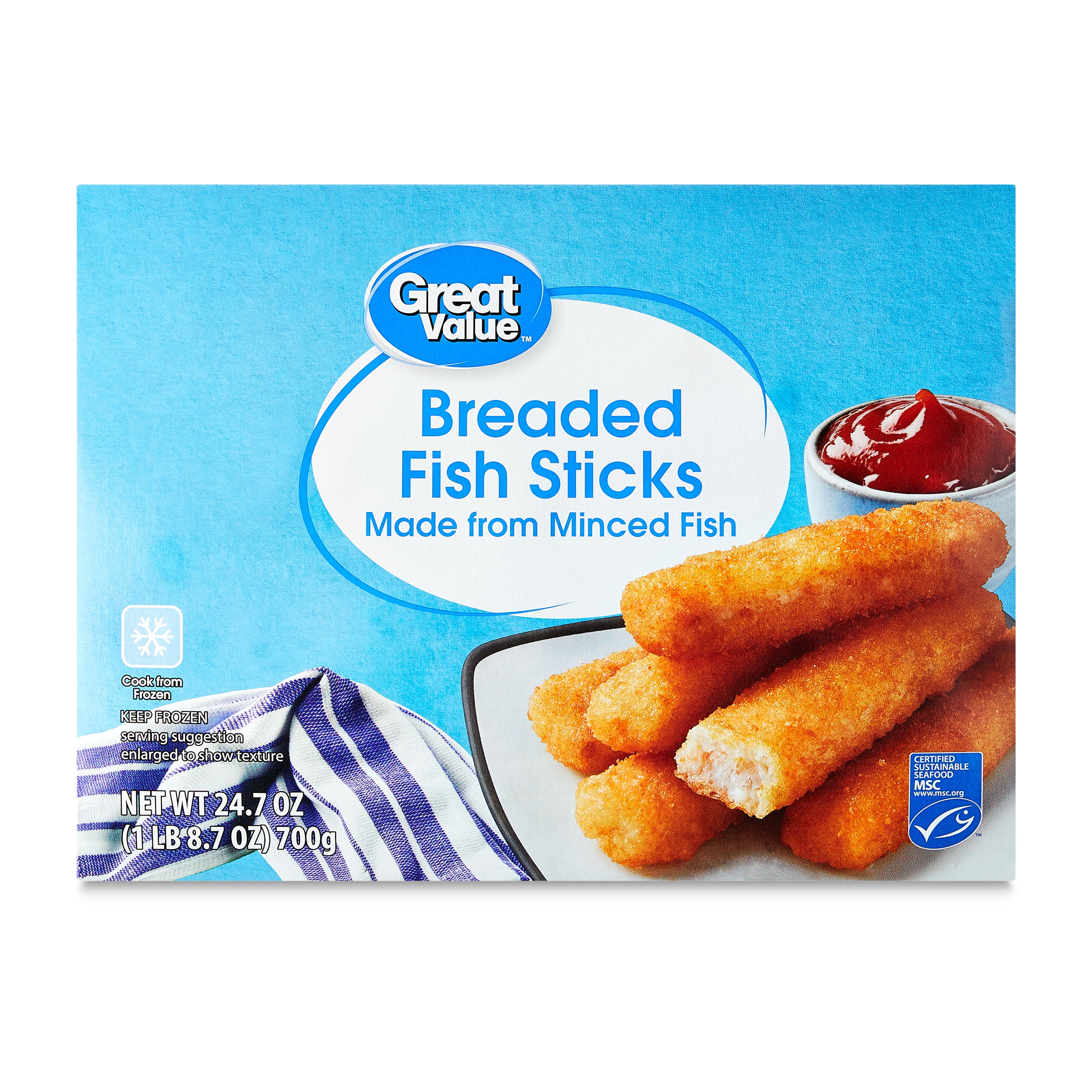 Great Value Breaded Fish Sticks, 24.7 oz, 44 Count