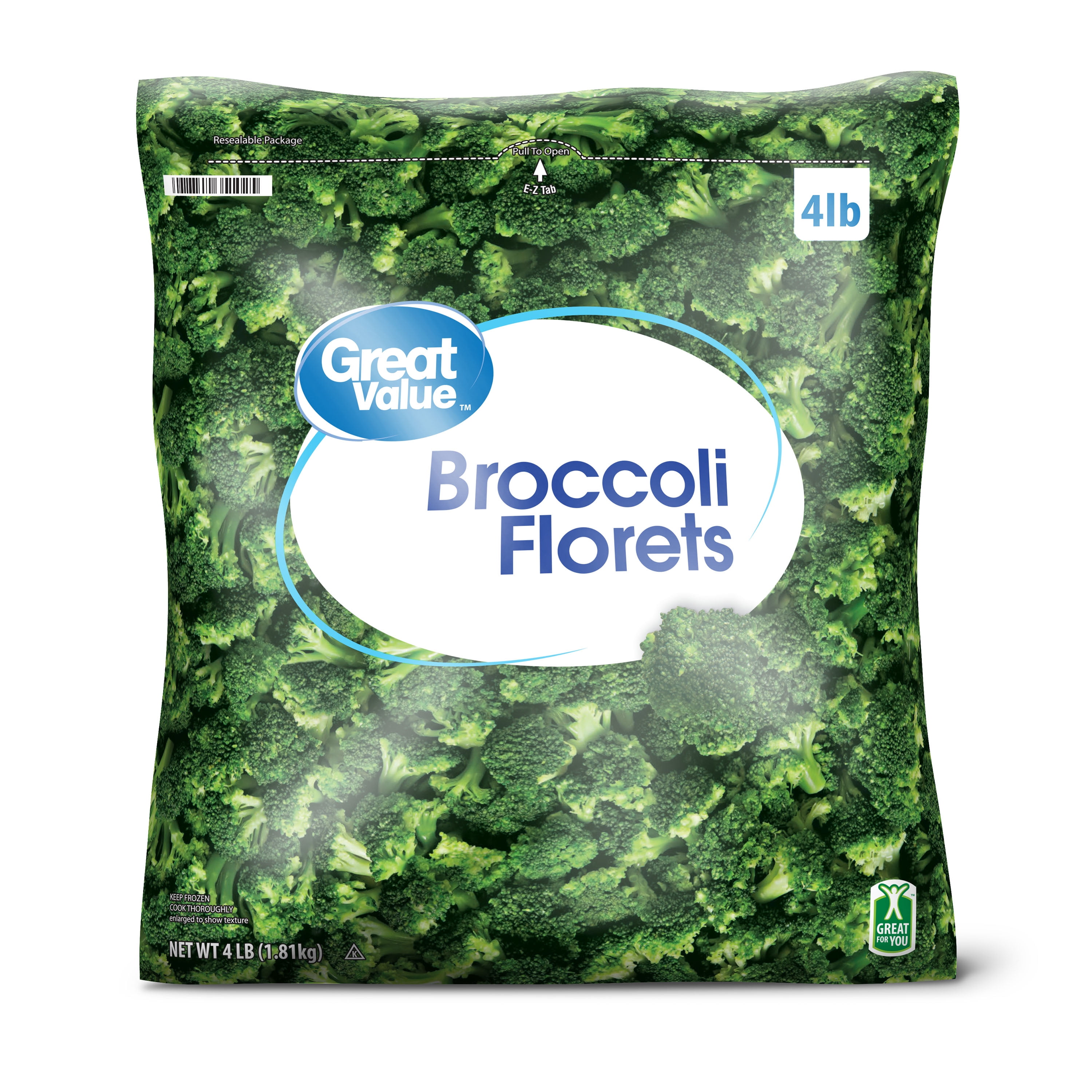 Great Value Frozen Broccoli Florets, 4 lb, Ready to Cook