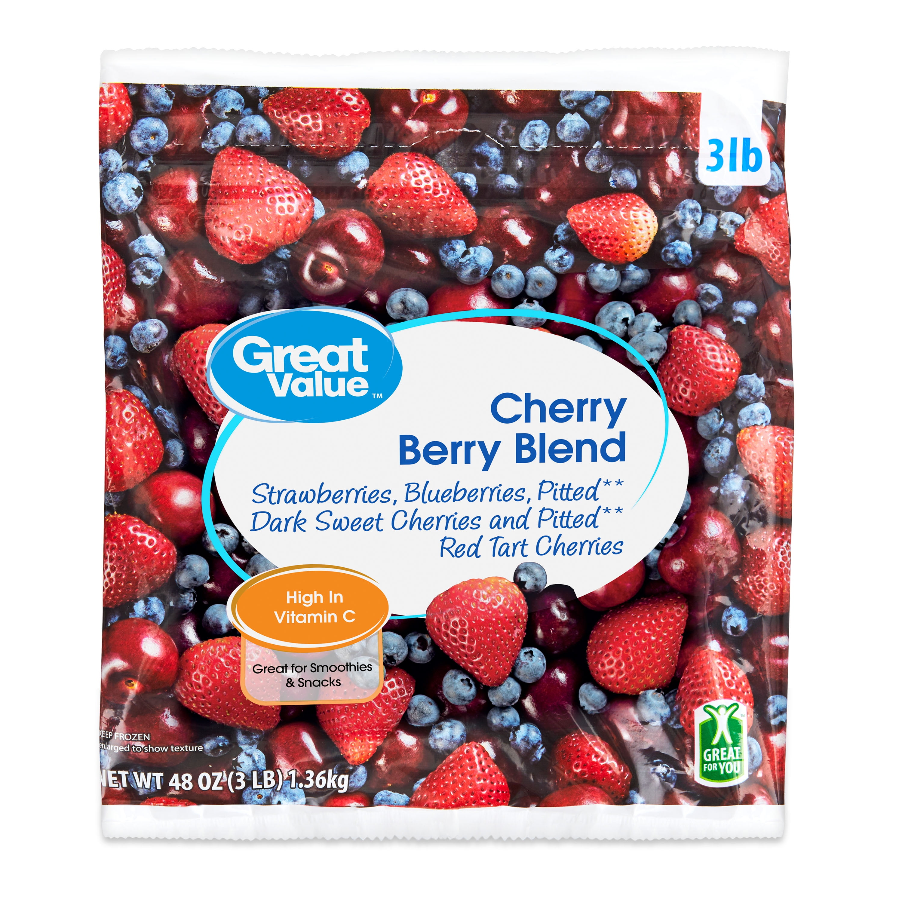 Great Value Cherry Berry Blend, 48 oz (Frozen) in Resealable Bag