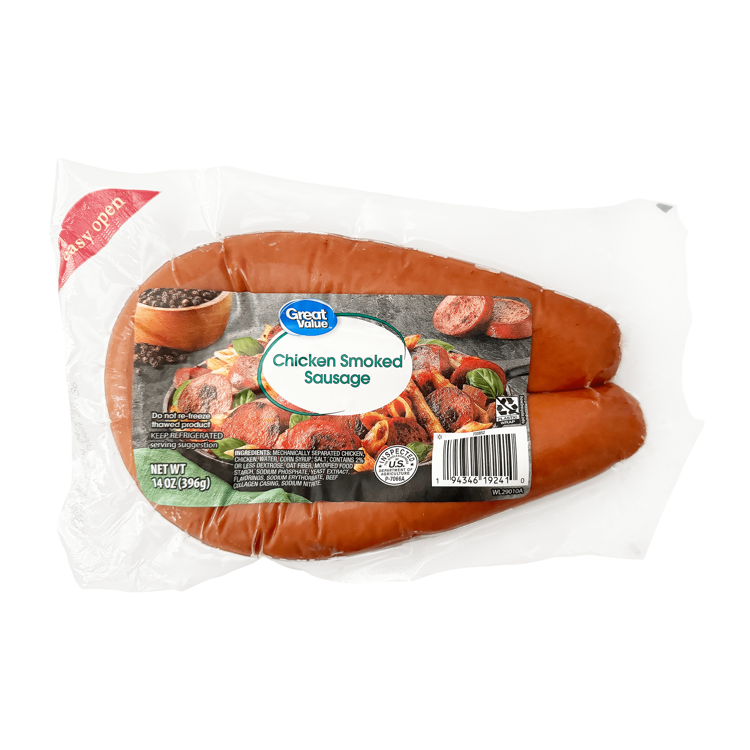 Great Value Chicken Smoked Sausage, 14 oz (Refrigerated)