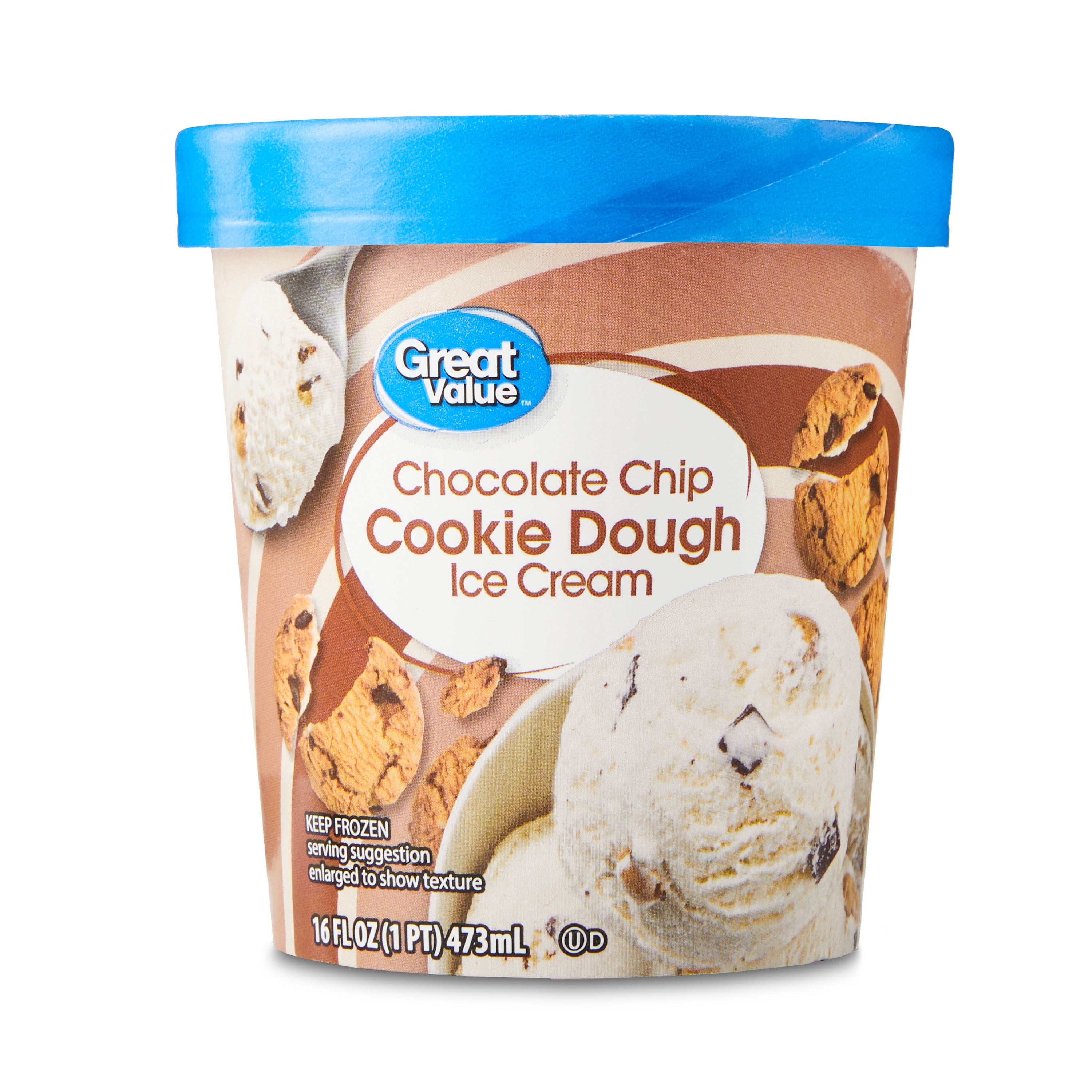 Great Value Chocolate Chip Cookie Dough Ice Cream, 16 fl oz