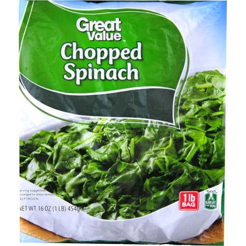 Great Value Chopped Spinach, Frozen Spinach, 16 oz, Bag