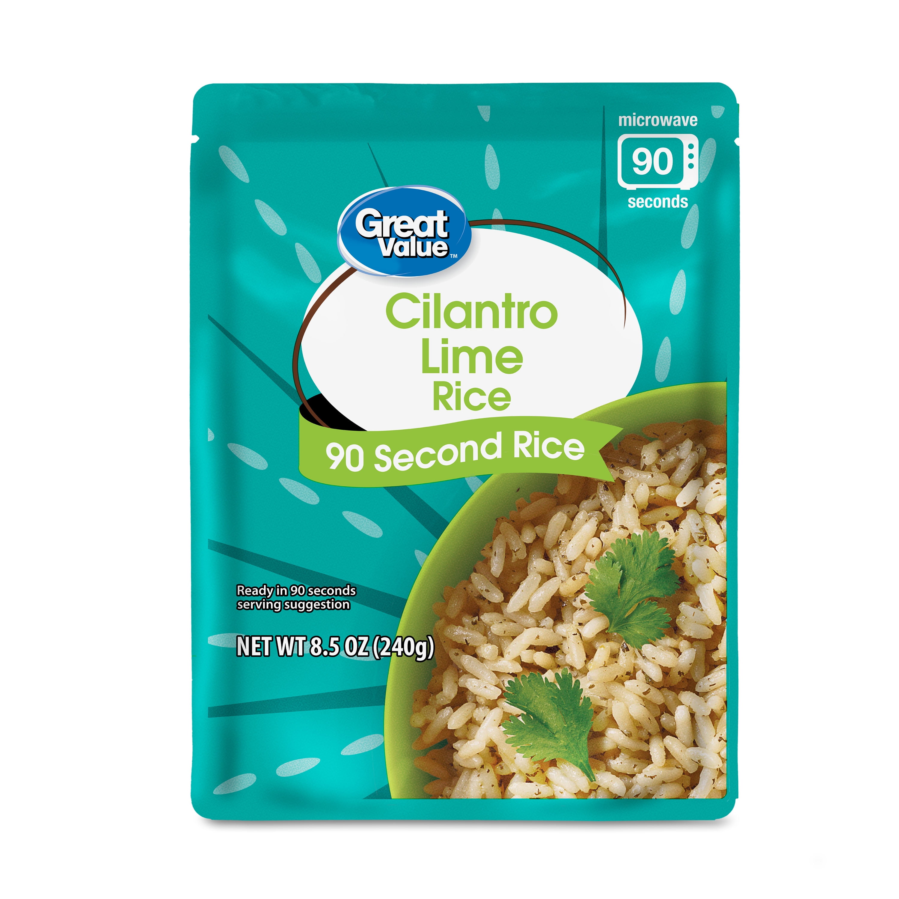 Great Value Cilantro & Lime Microwavable Rice, 90 Seconds, 8.5 oz Pouch
