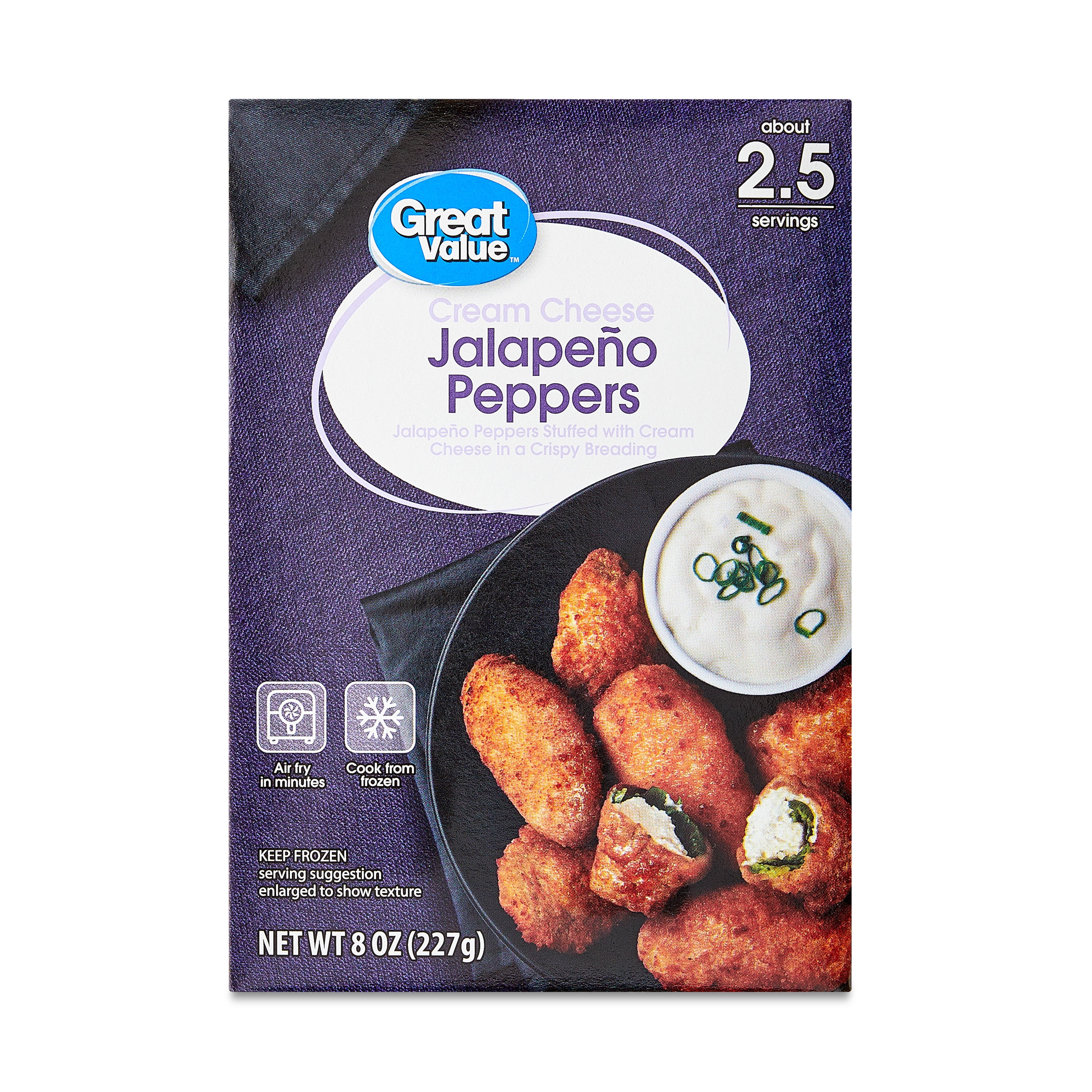 Great Value Cream Cheese Stuffed Jalapeno Peppers Appetizer, 8 oz Carton (Frozen)