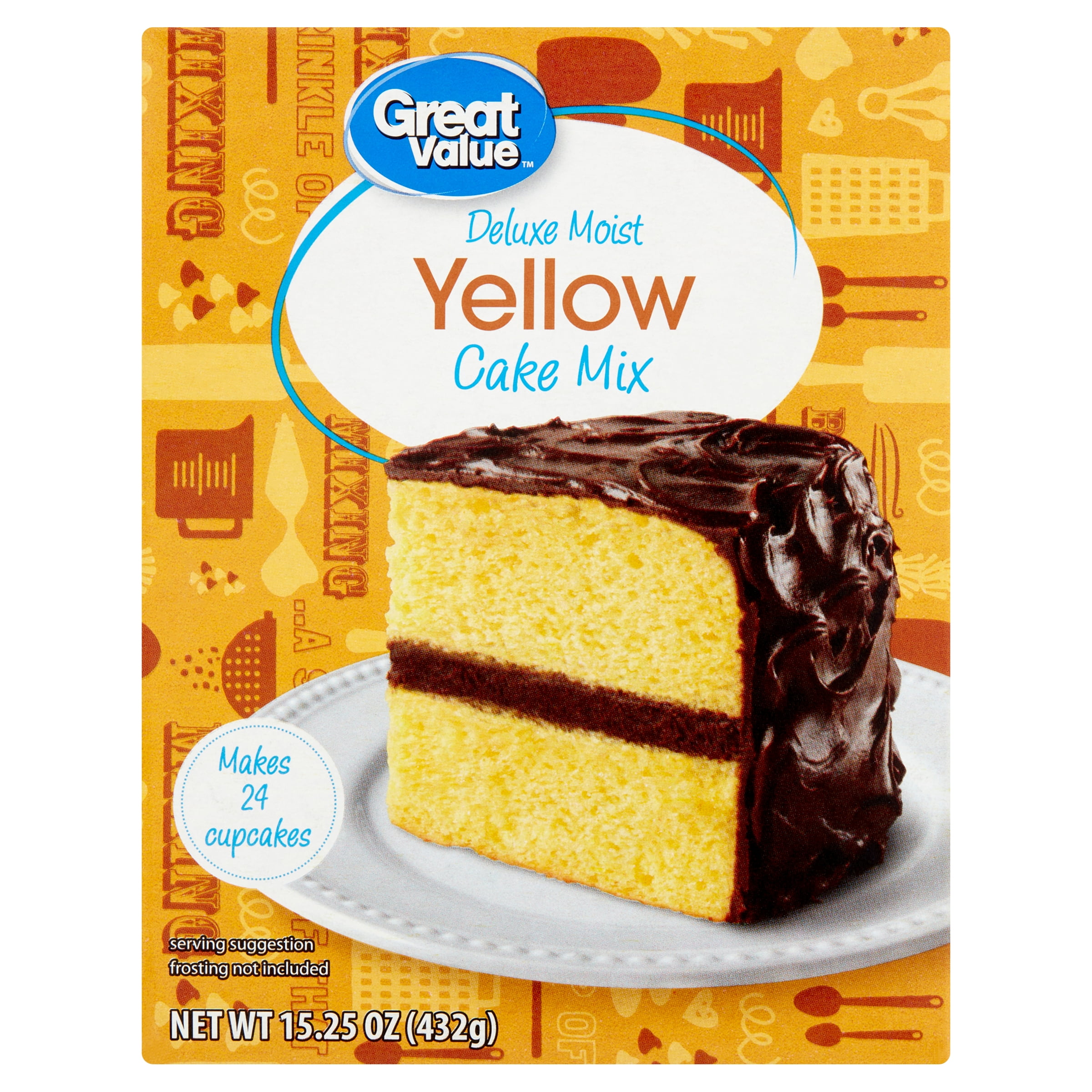 Great Value Deluxe Moist Yellow Cake Mix, 15.25 oz Box