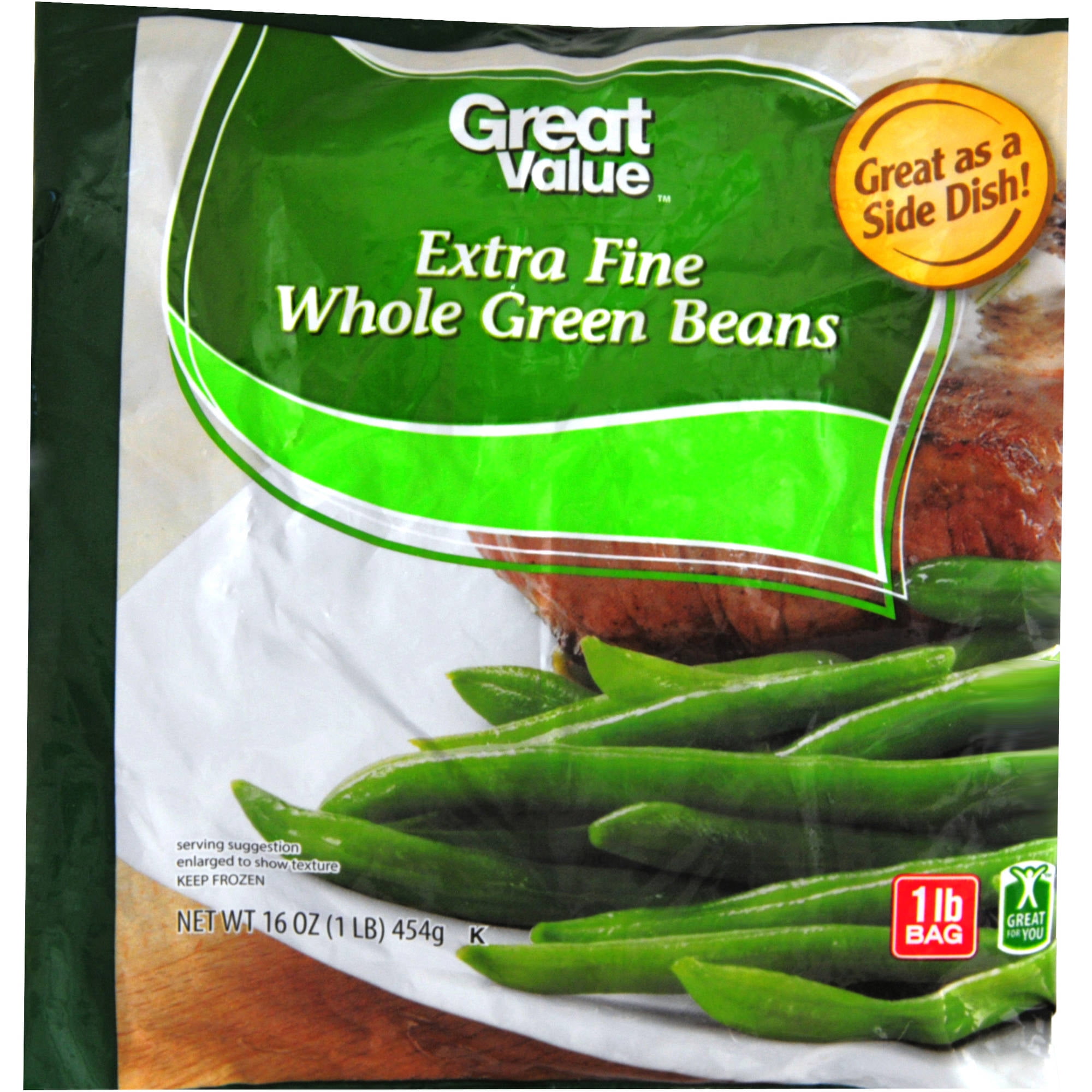 Great Value Extra Fine Whole Green Beans Frozen Vegetables, 16 oz