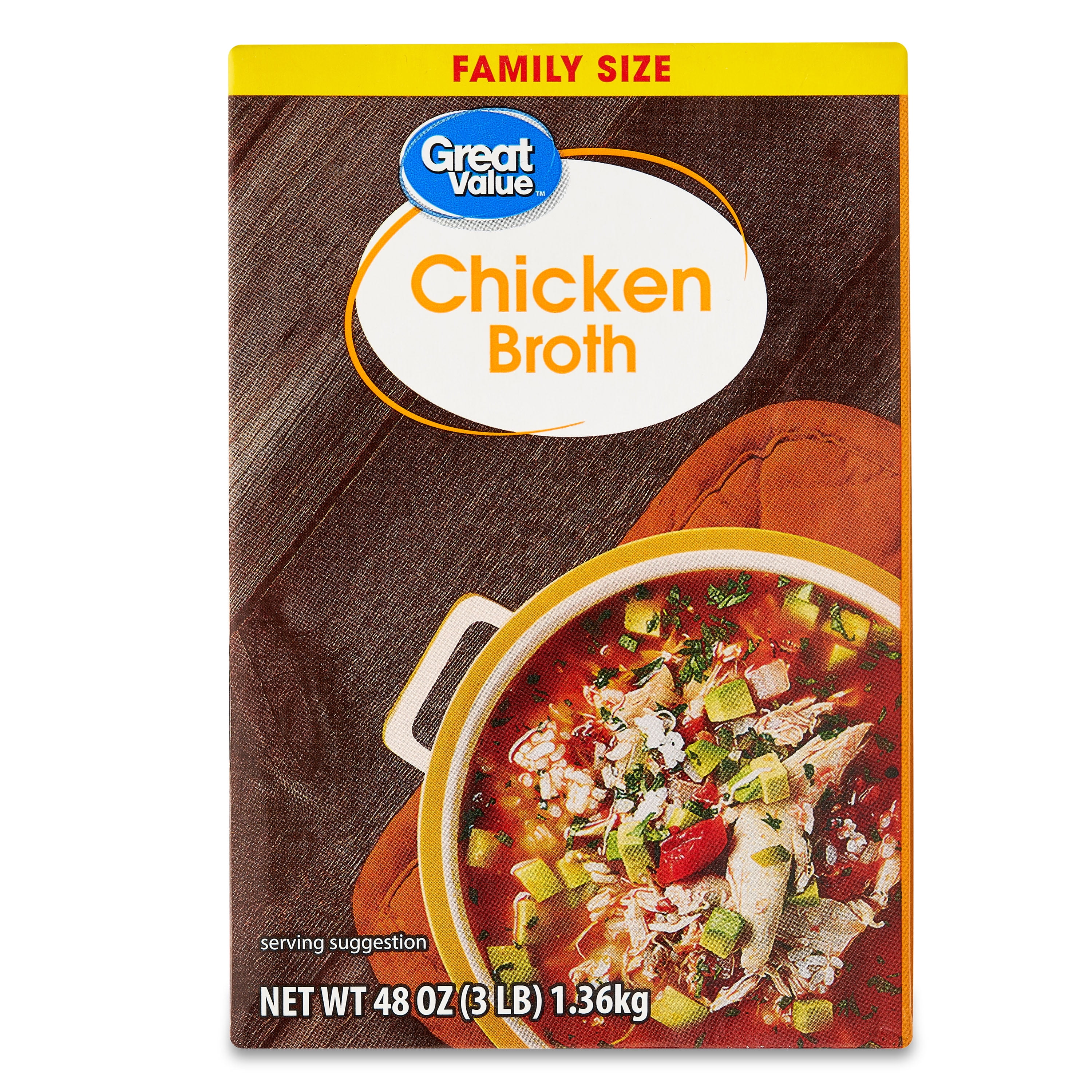 Great Value Family Size Gluten-Free Chicken Broth, 48 oz Carton (Shelf-Stable)