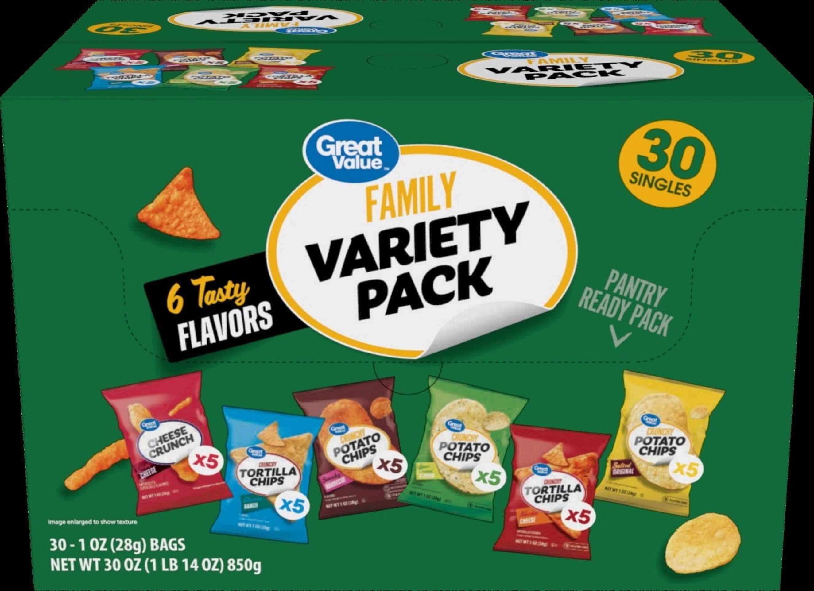 Great Value Family Variety Chips Pack, 1 oz Bags, 30 Count