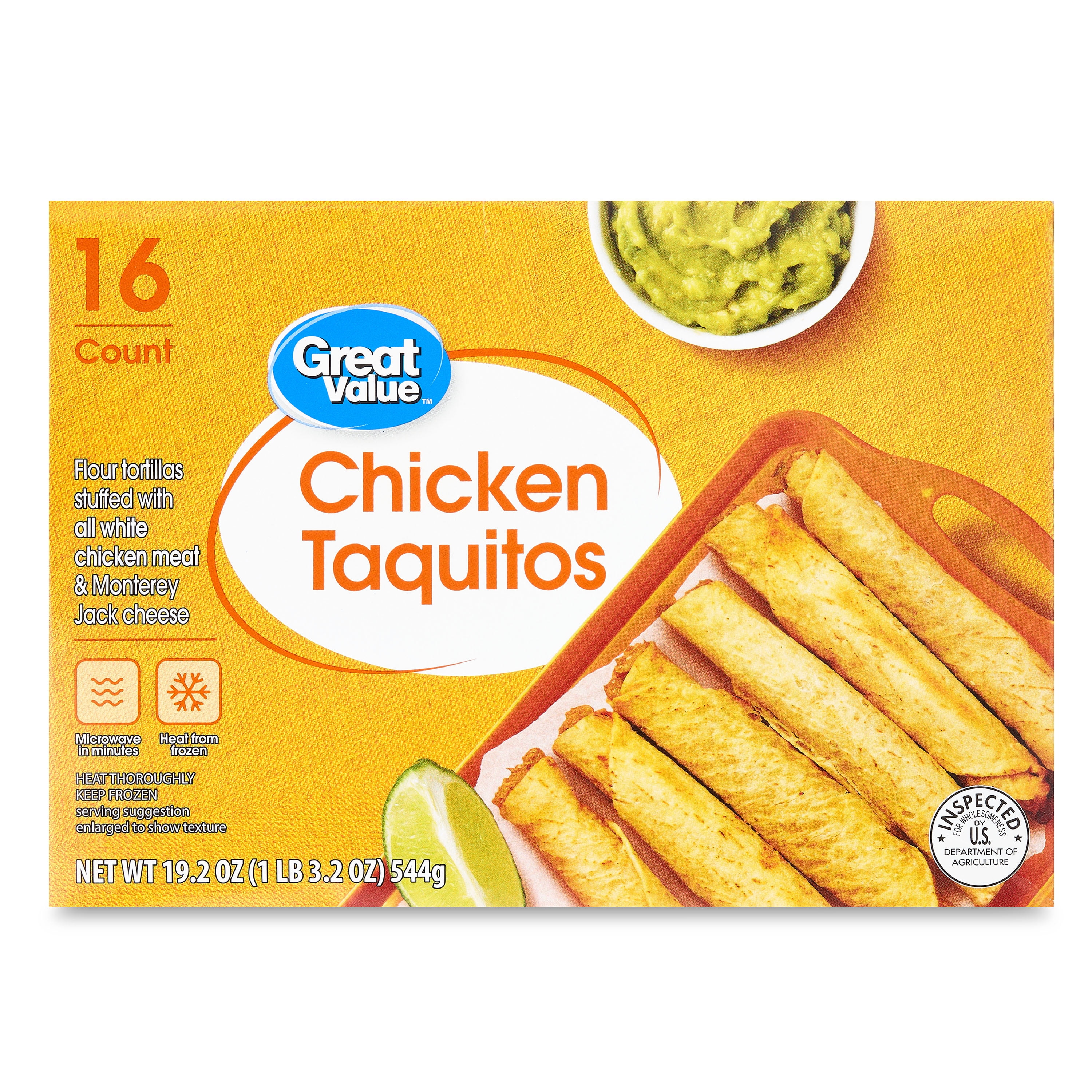 Great Value Flour Chicken Taquitos, 19.2 oz, 16 Count