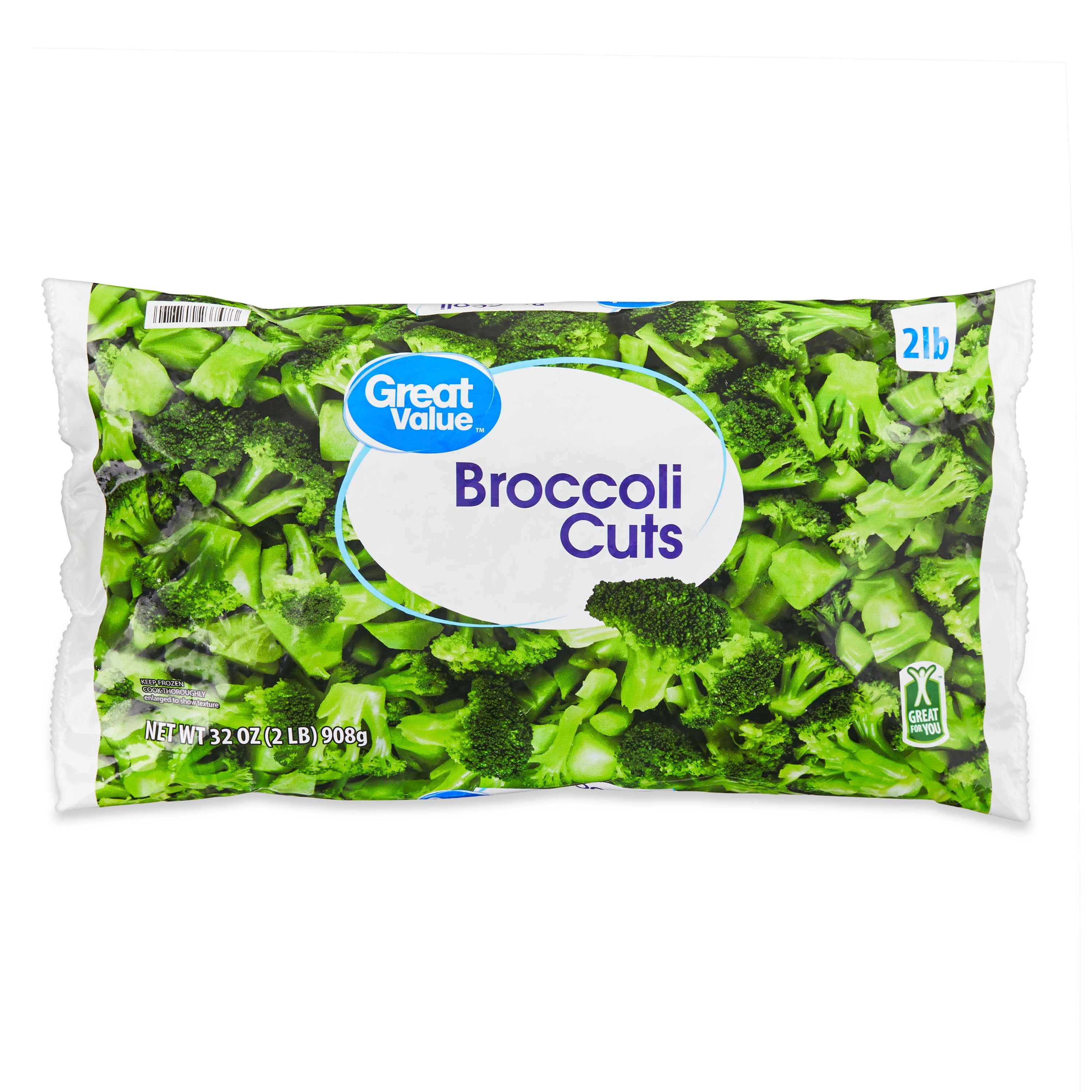 Great Value Fresh Frozen Broccoli Cuts, 32 oz Steamable Bag