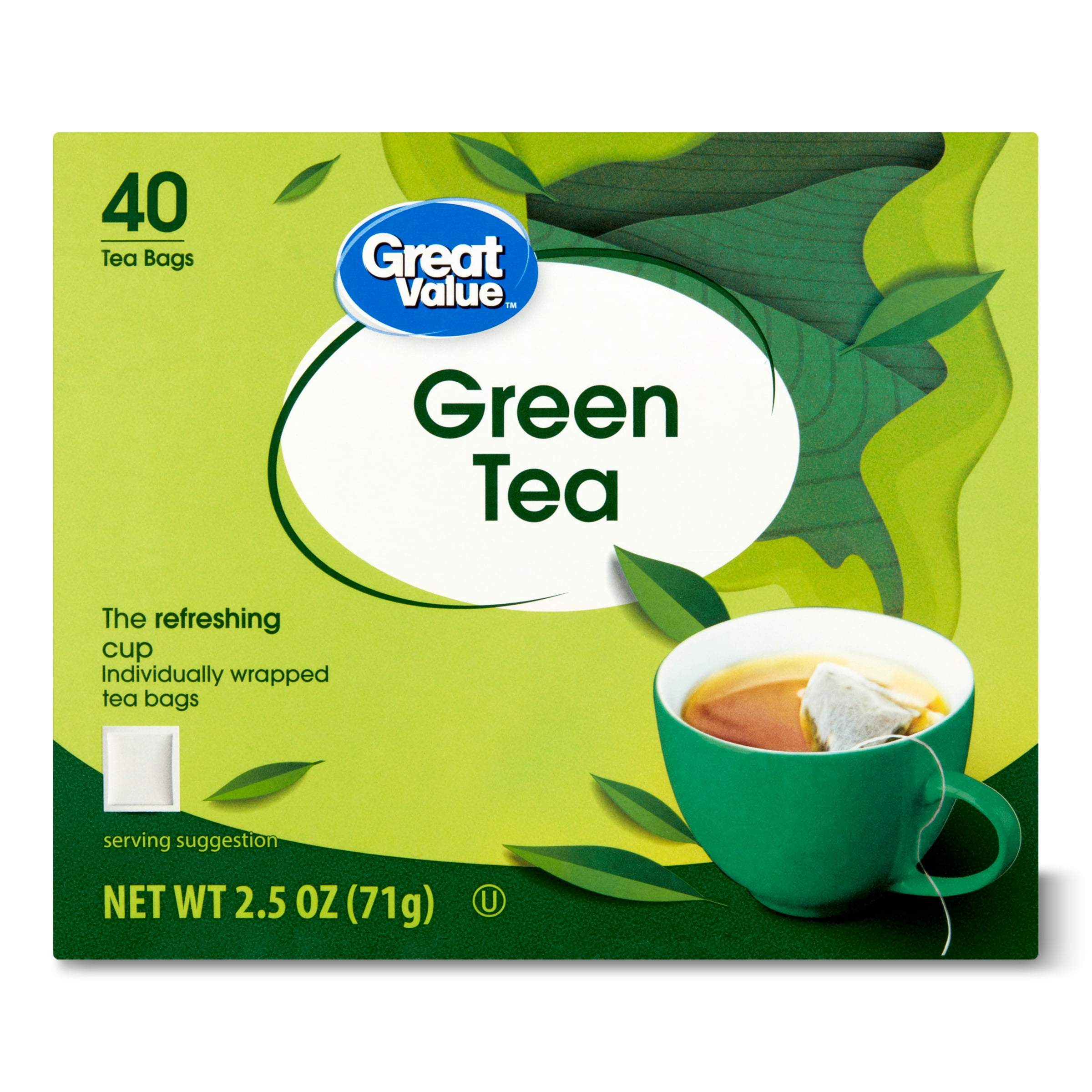 Great Value Green Tea Bags, 2.5 oz, 40 Count