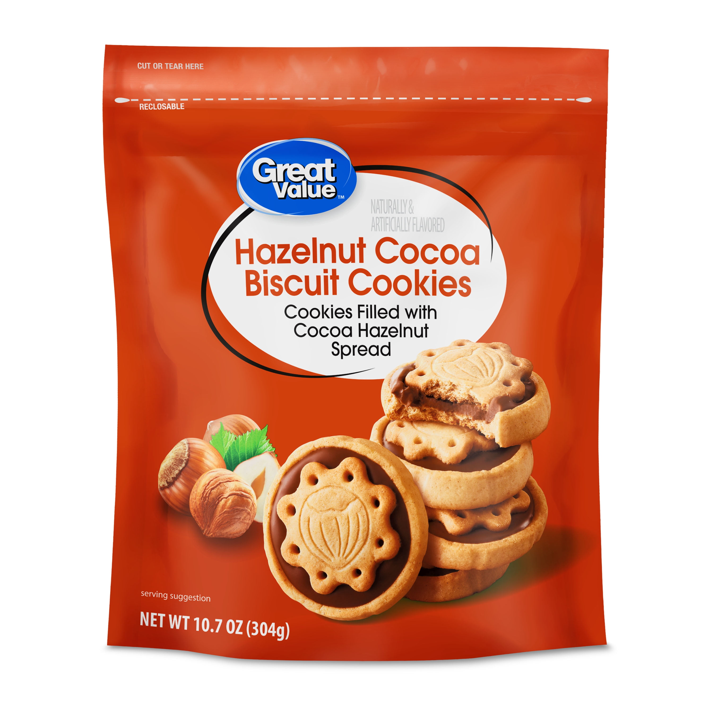 Great Value Hazelnut Cocoa Biscuits Cookies, 10.7 oz