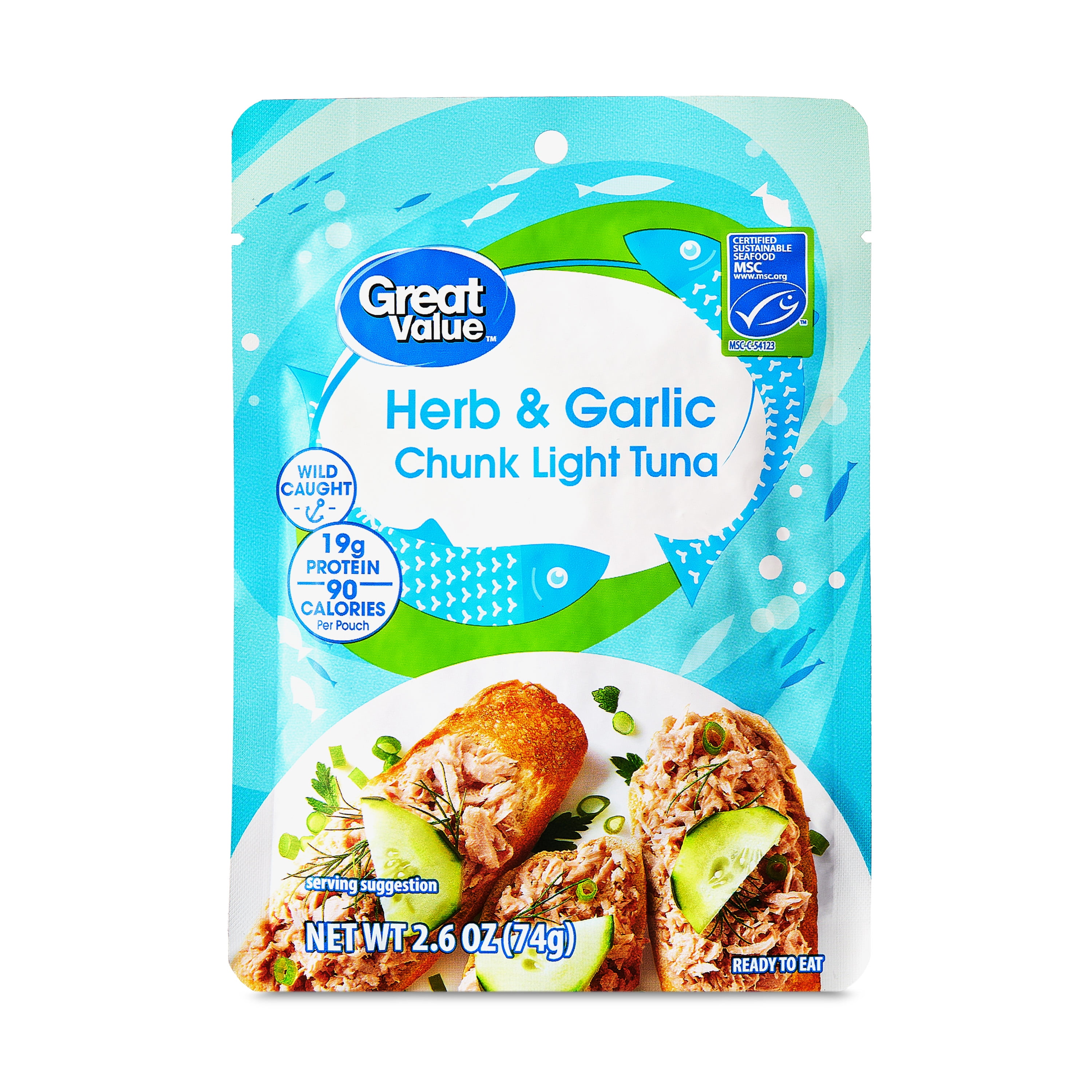 Great Value Herb and Garlic Chunk Light Tuna, 2.6 oz Pouch
