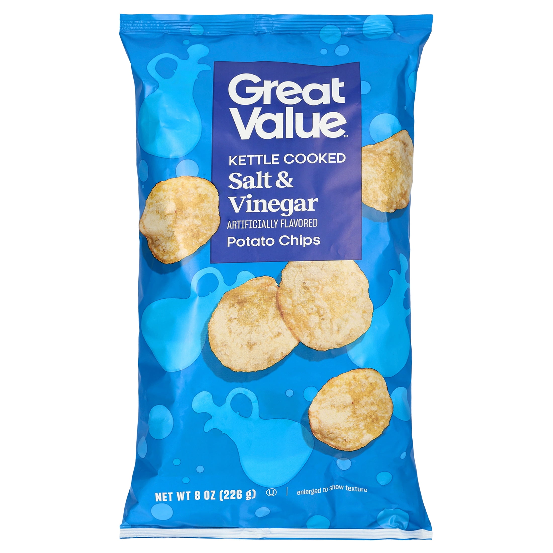 Great Value Kettle Cooked Salt and Vinegar Potato Chips, 8 oz