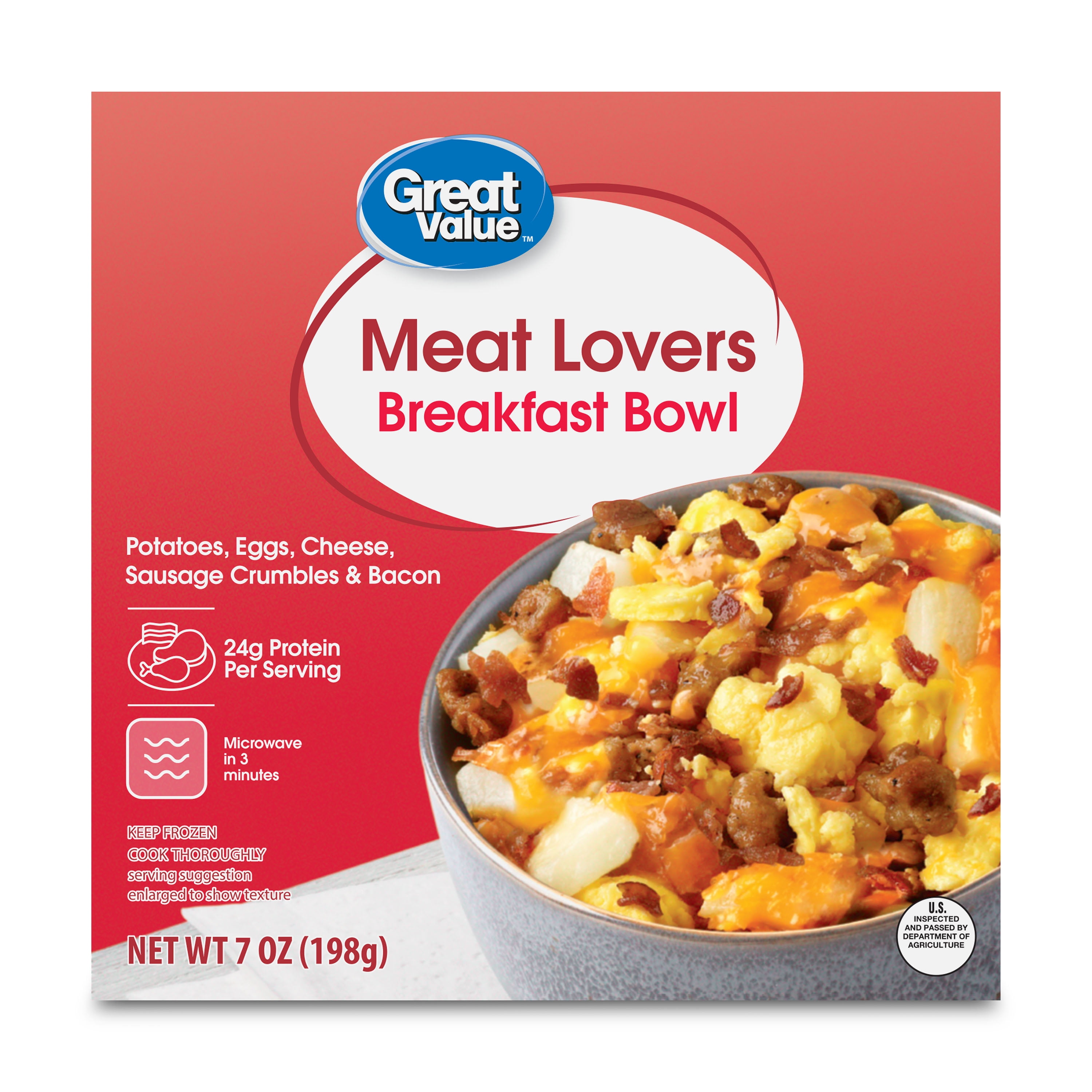 Great Value Frozen Meat Lovers Breakfast Bowl, 7 oz