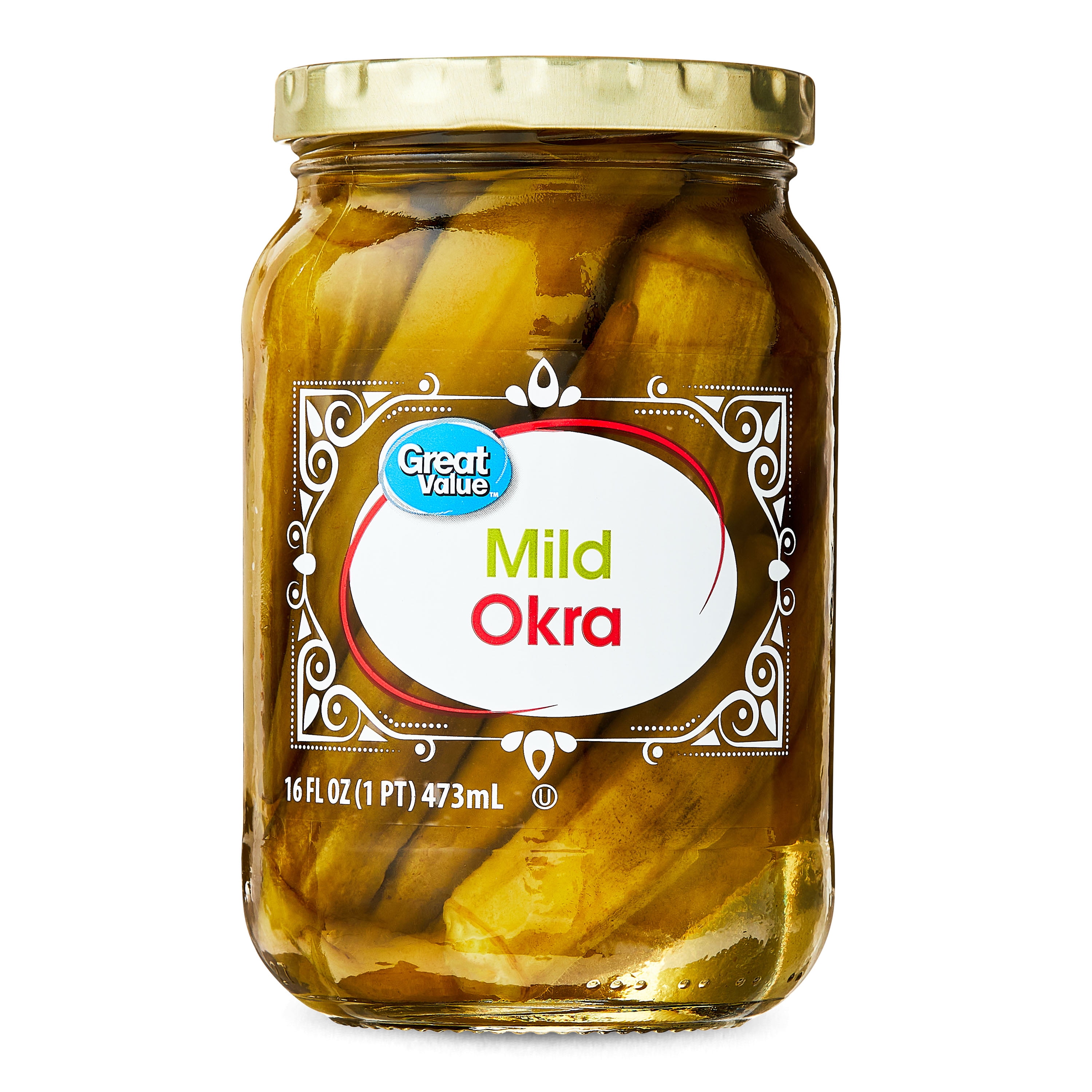 Great Value Mild Pickled Okra, 16 fl oz Jar