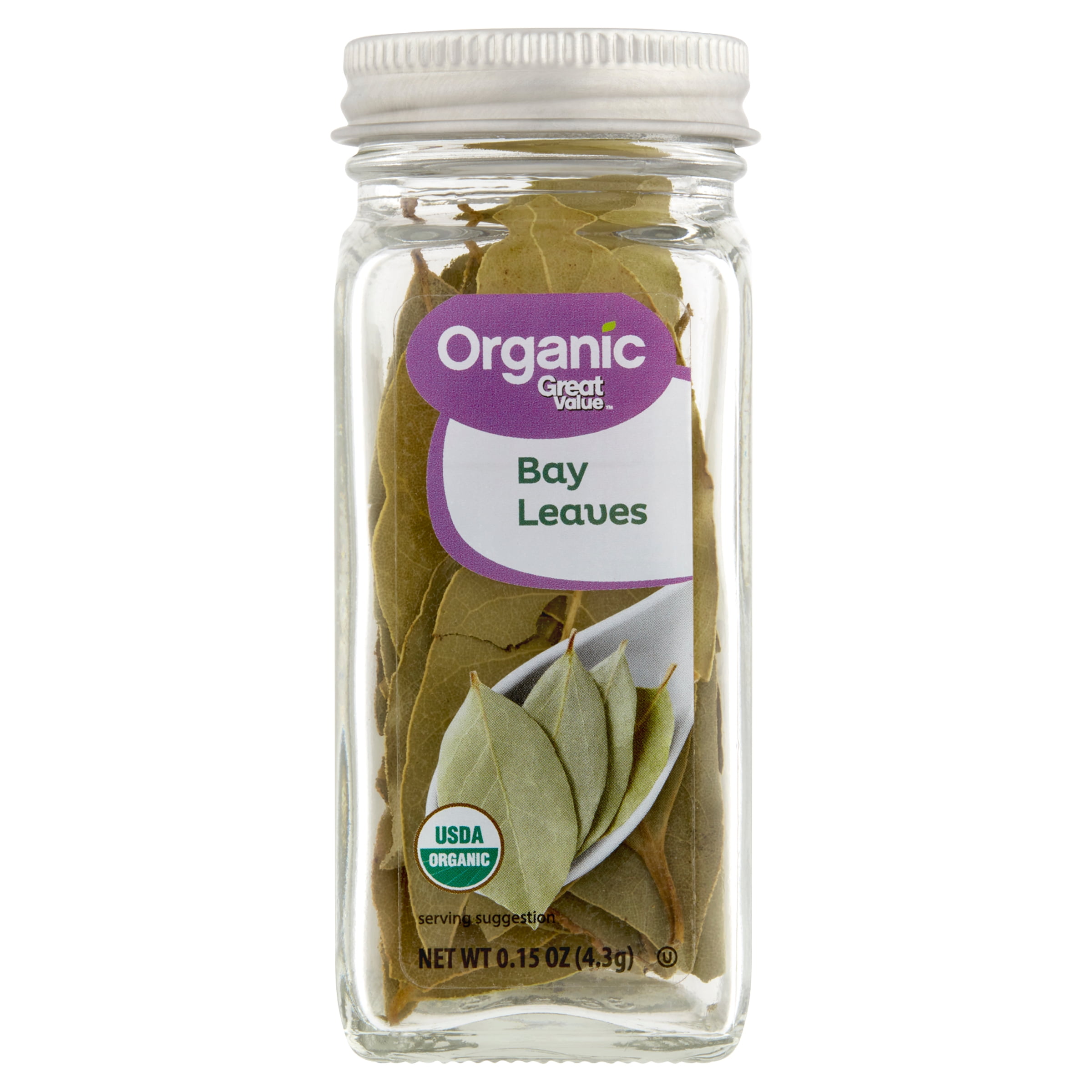 Great Value Organic Bay Leaves in Glass Jar, 0.15 oz
