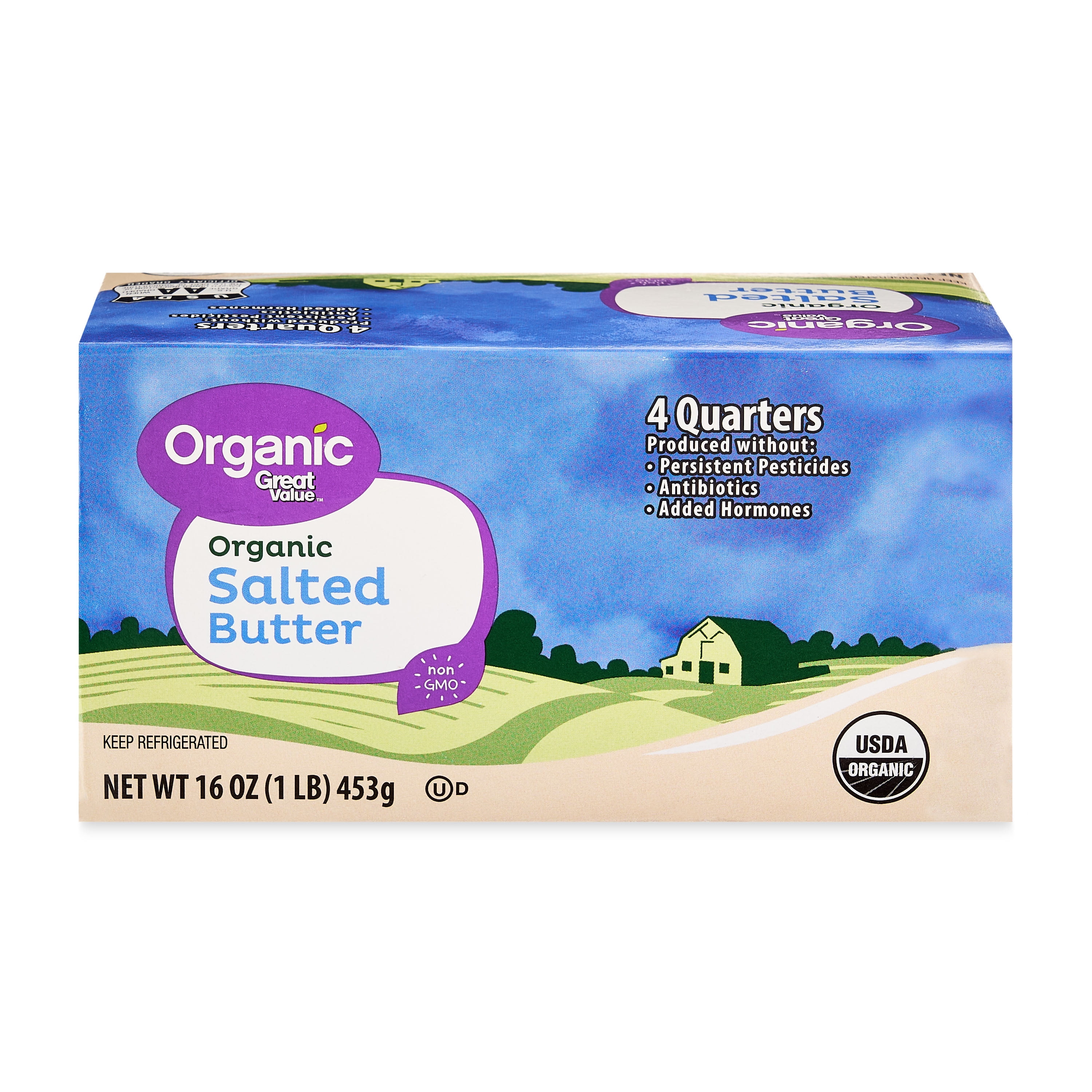 Great Value Organic Salted Butter, 16 oz, 4 Sticks