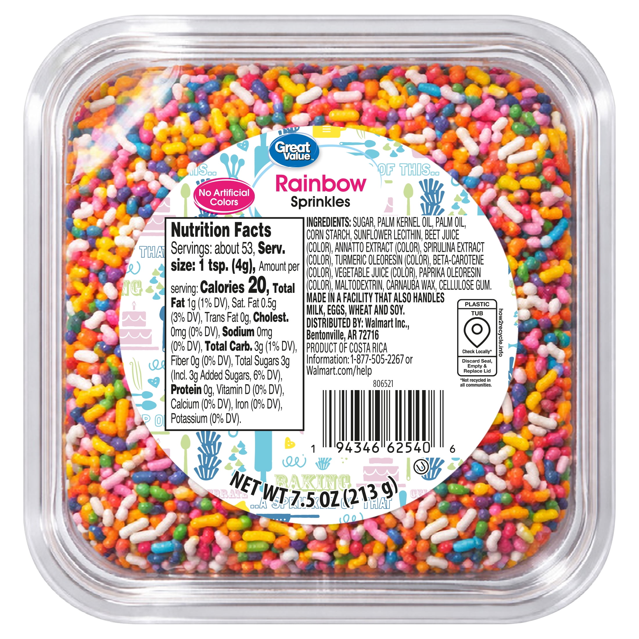 Great Value Rainbow Decorating Sprinkles, 7.5 oz