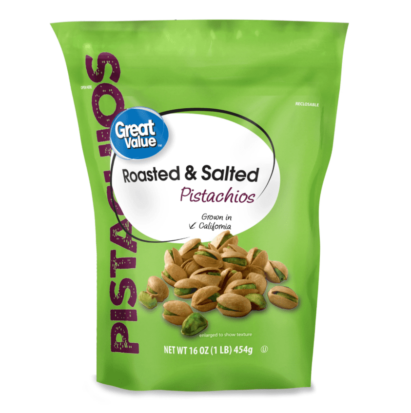 Great Value California Roasted & Salted Pistachios with Resealable Bag, 16 oz