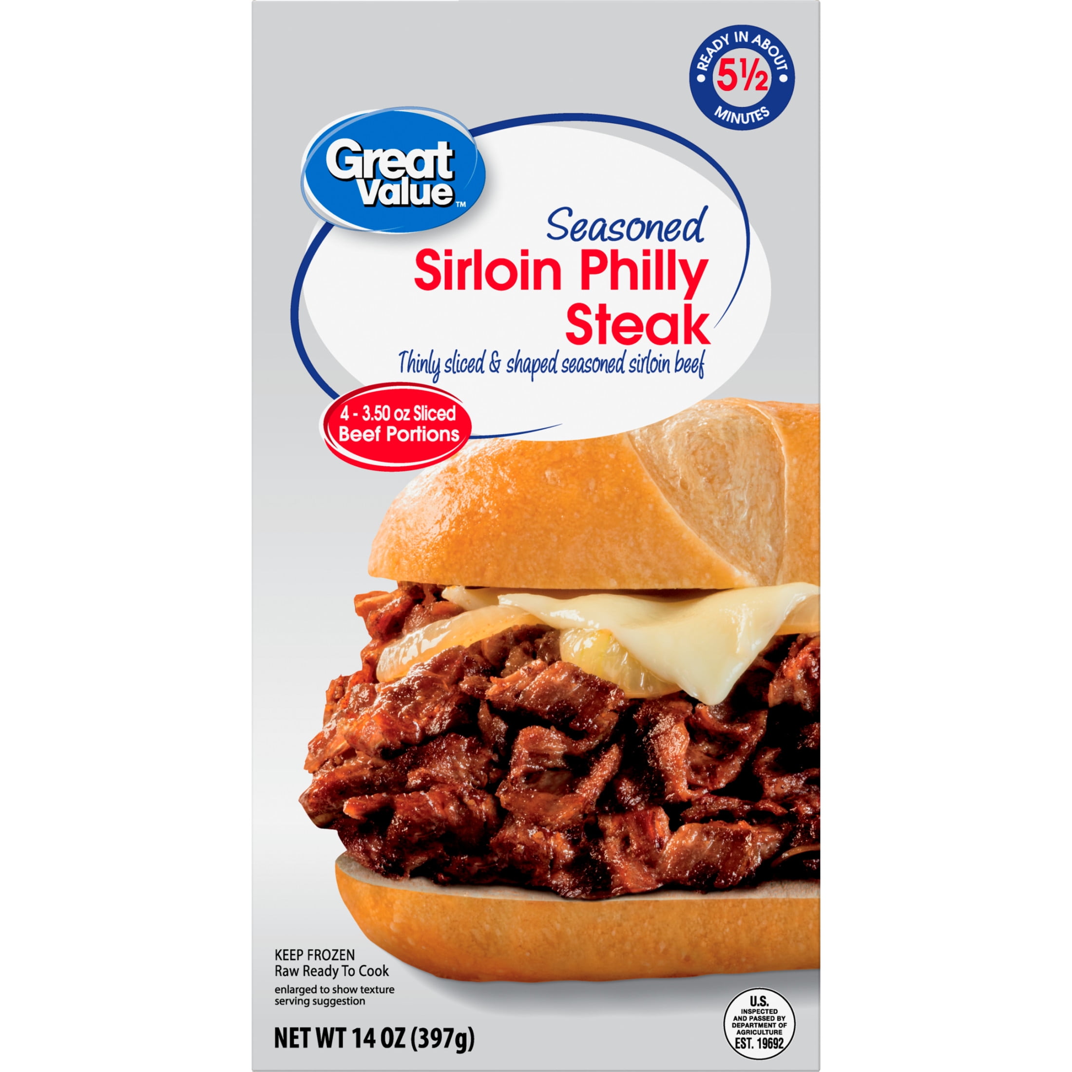 Great Value Seasoned Sirloin Beef Philly Steak, 14 oz