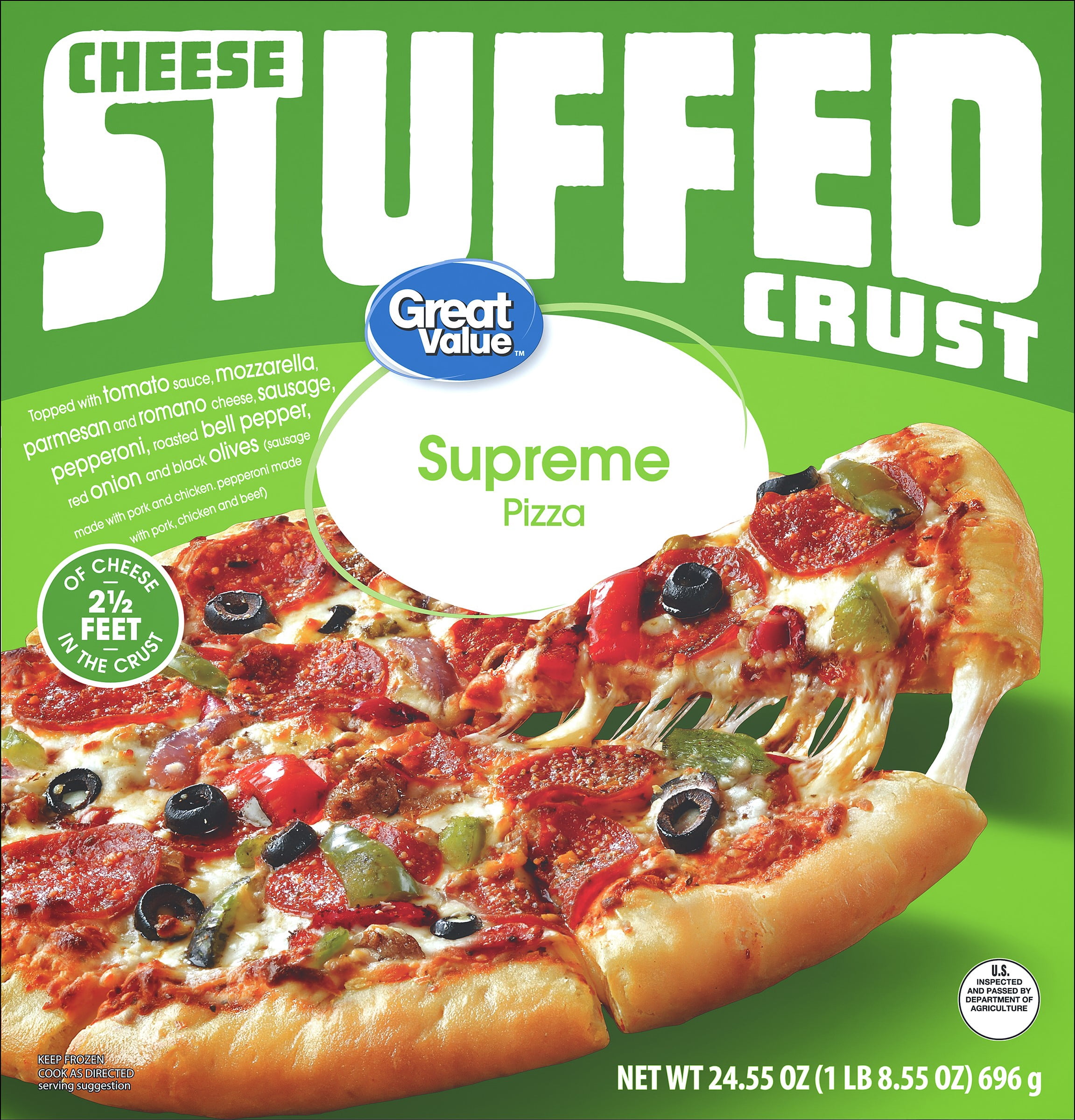 Great Value Stuffed Crust Supreme Pizza, 24.55 oz (Frozen)