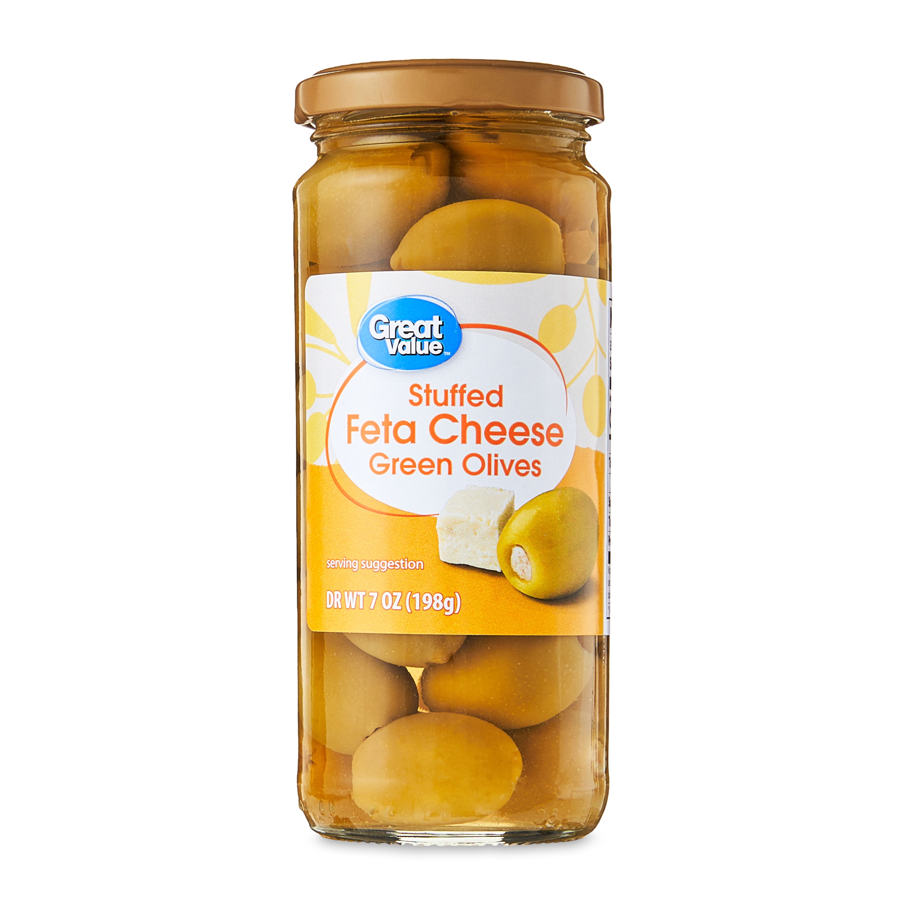 Great Value Stuffed Feta Cheese Green Olives, 7 oz Jar