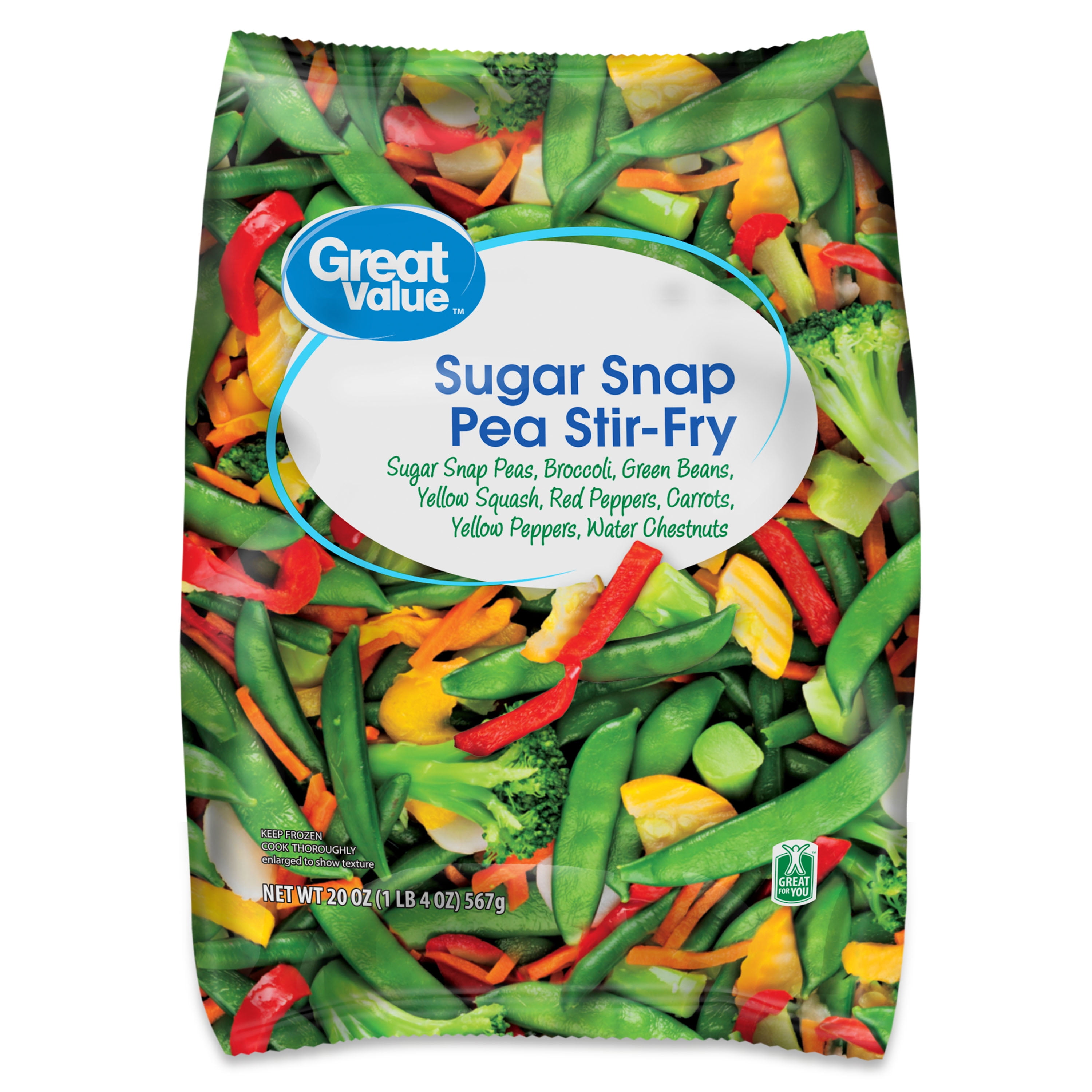 Great Value Sugar Snap Pea Stir-Fry, 20 oz (Frozen) Vegetables Mix