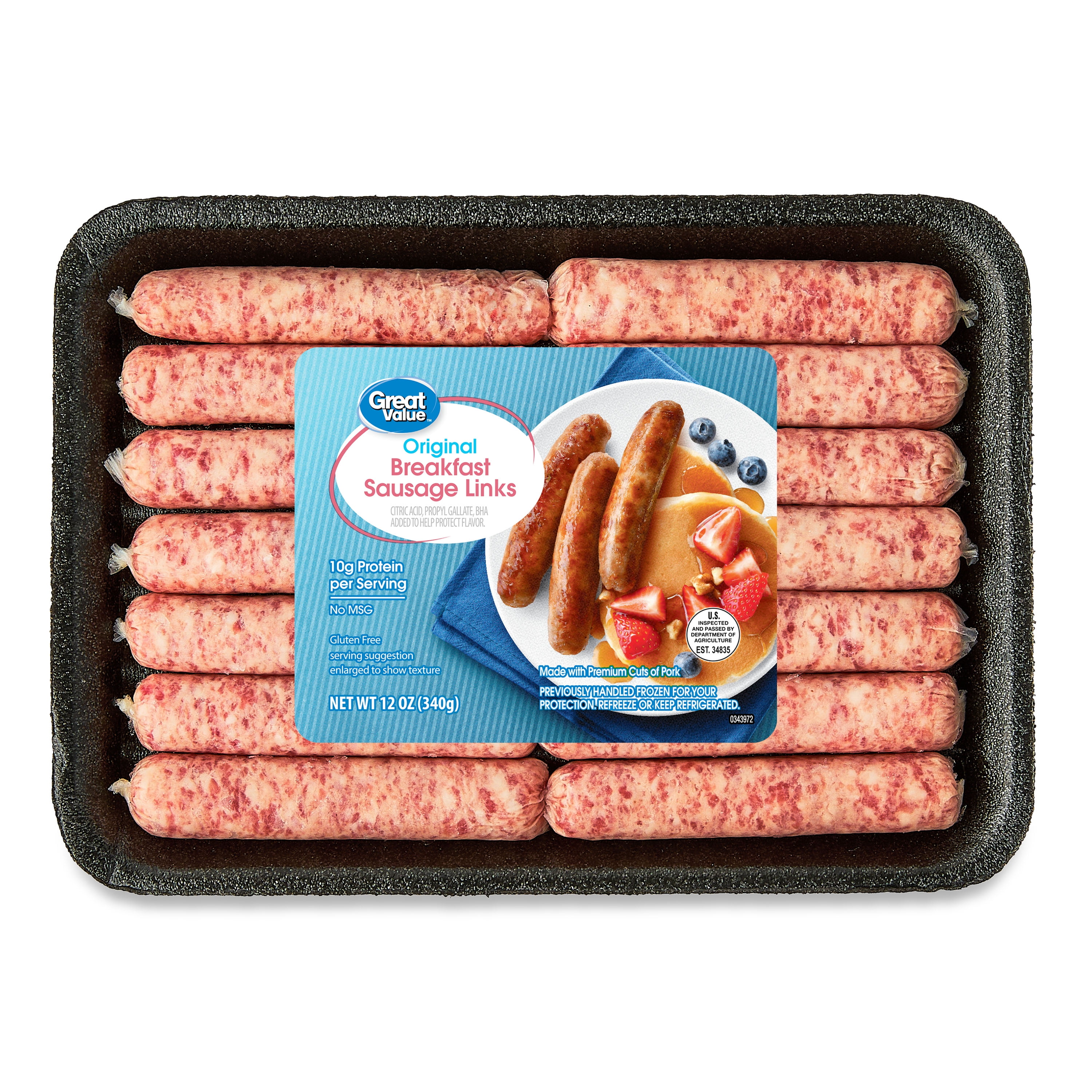 Great Value Uncooked Original Breakfast Pork Sausage Links, 12 oz Package