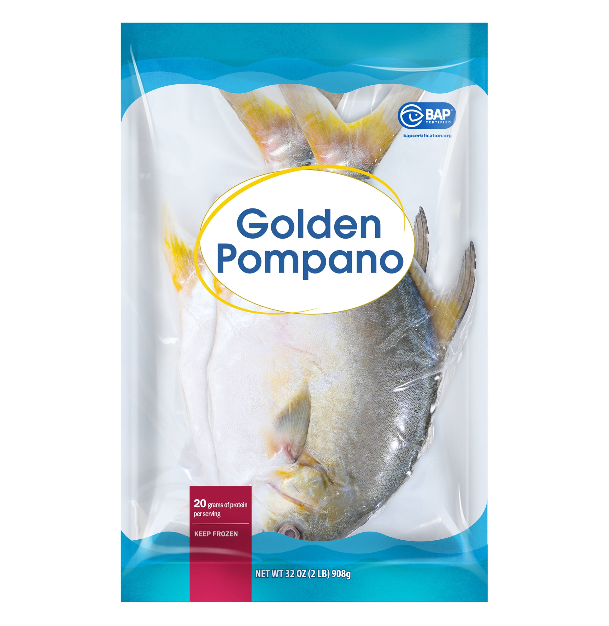 Great Value Whole Pompano, 2 Count, 2 lb Bag (Frozen Fish)