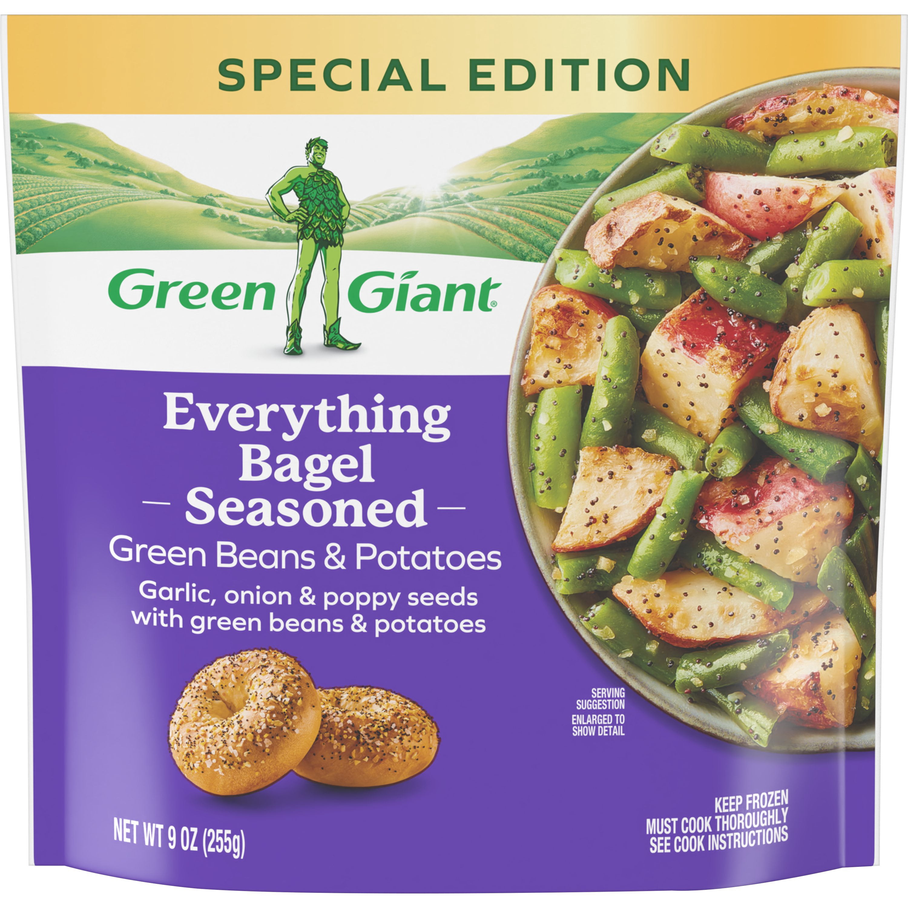 Green Giant Special Edition Simply Steam Seasoned Veggies - Everything Bagel Green Beans & Potatoes, 9oz (Frozen Vegetables)