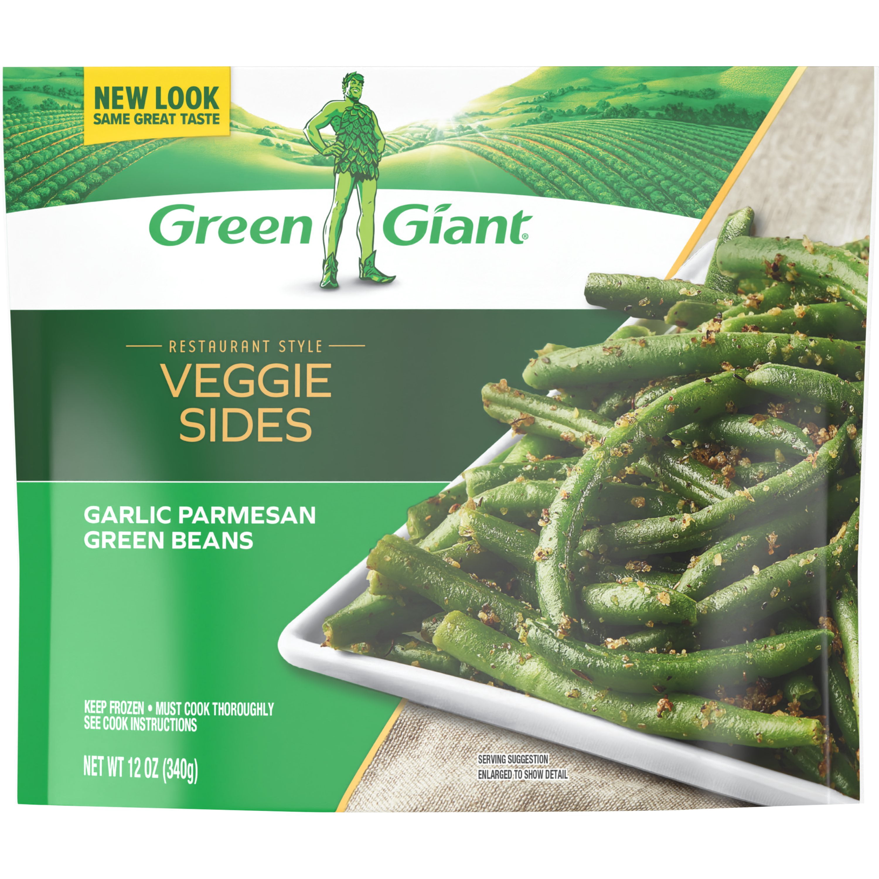 Green Giant Restaurant Style Garlic Parmesan Green Beans, 12 oz Bag (Frozen Vegetables)