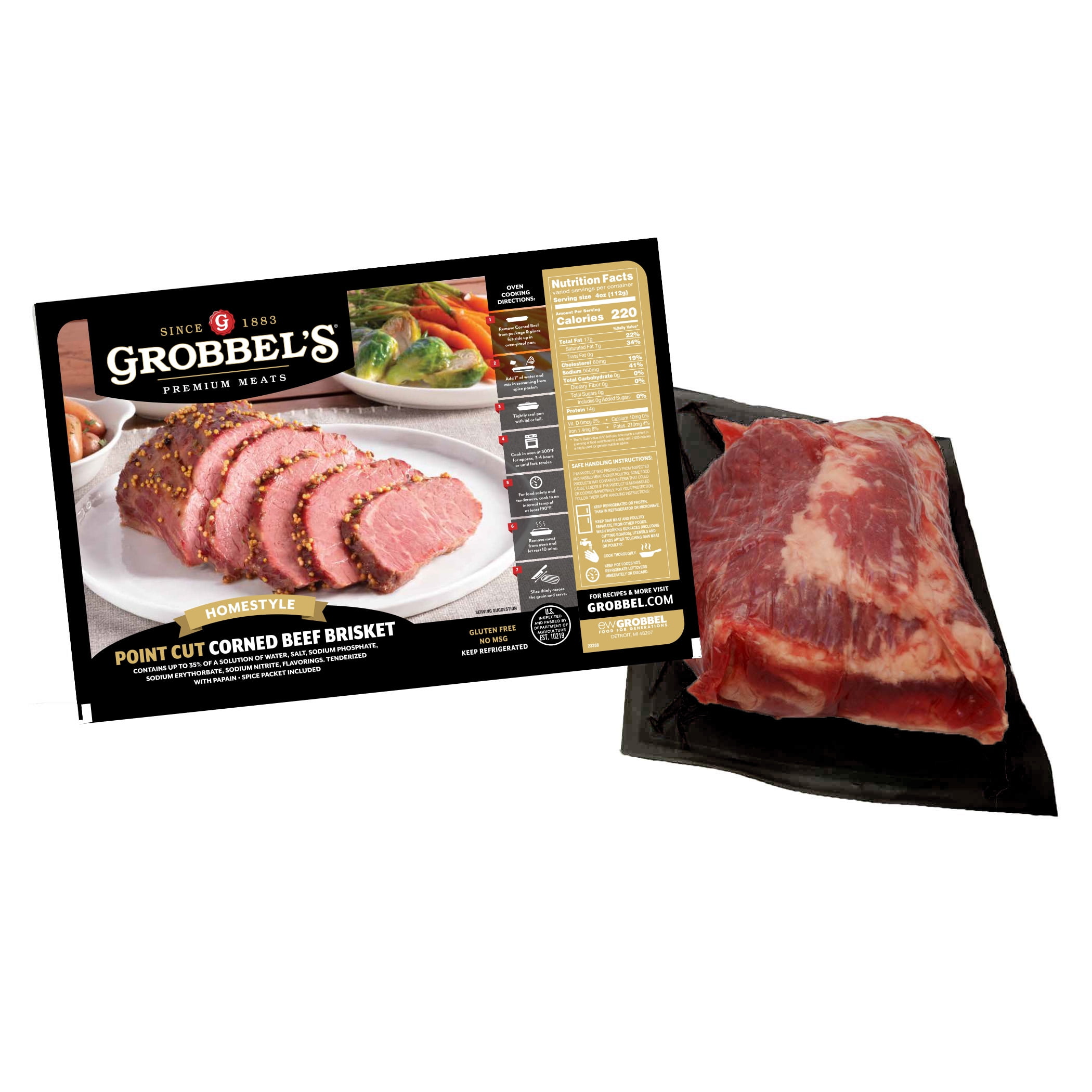 Grobbel's Fresh Corned Beef Brisket Point, 1 Count, 3 - 4.2 lbs