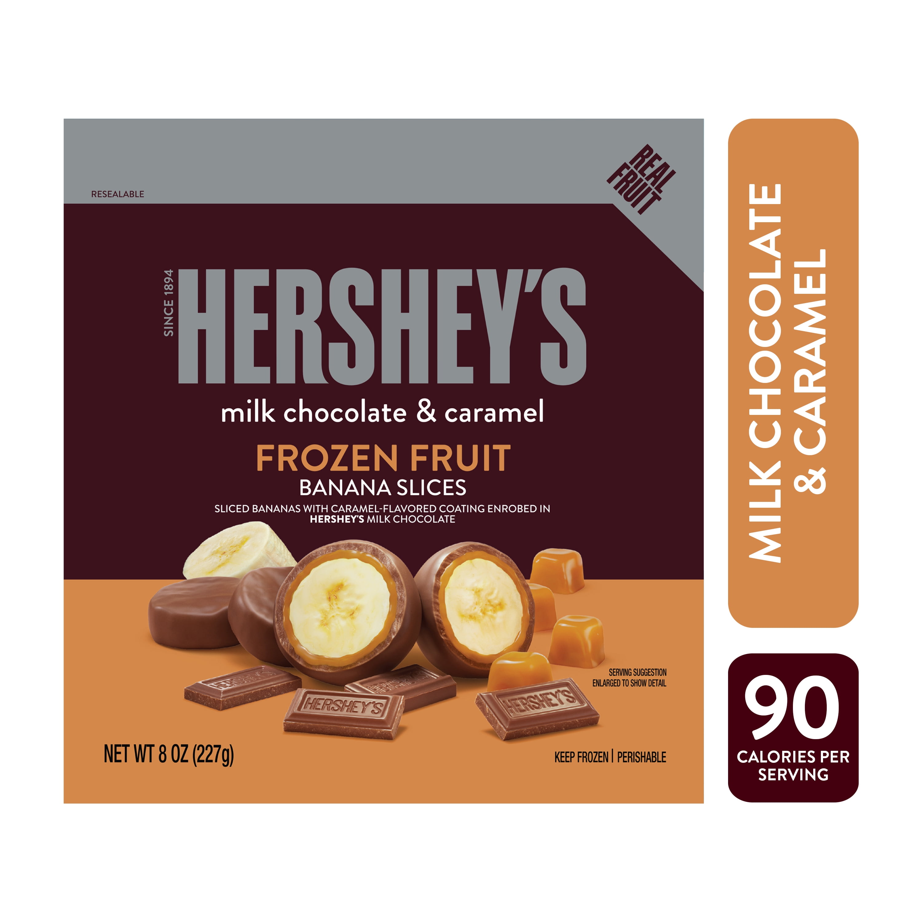 HERSHEYS Milk Chocolate & Caramel Bananas, 8 oz (Frozen)