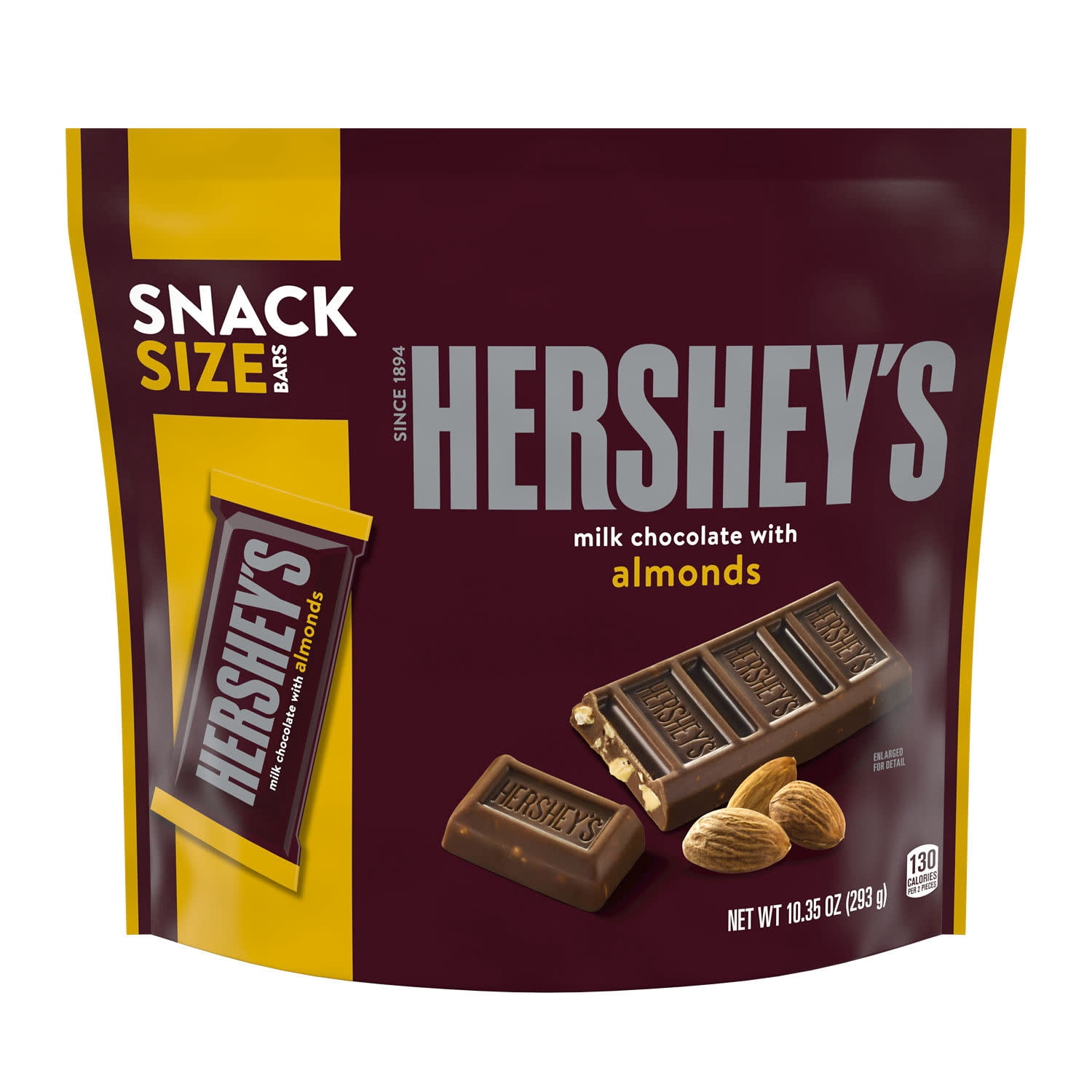 Hershey's Milk Chocolate with Almonds Snack Size Candy, Bag 10.35 oz