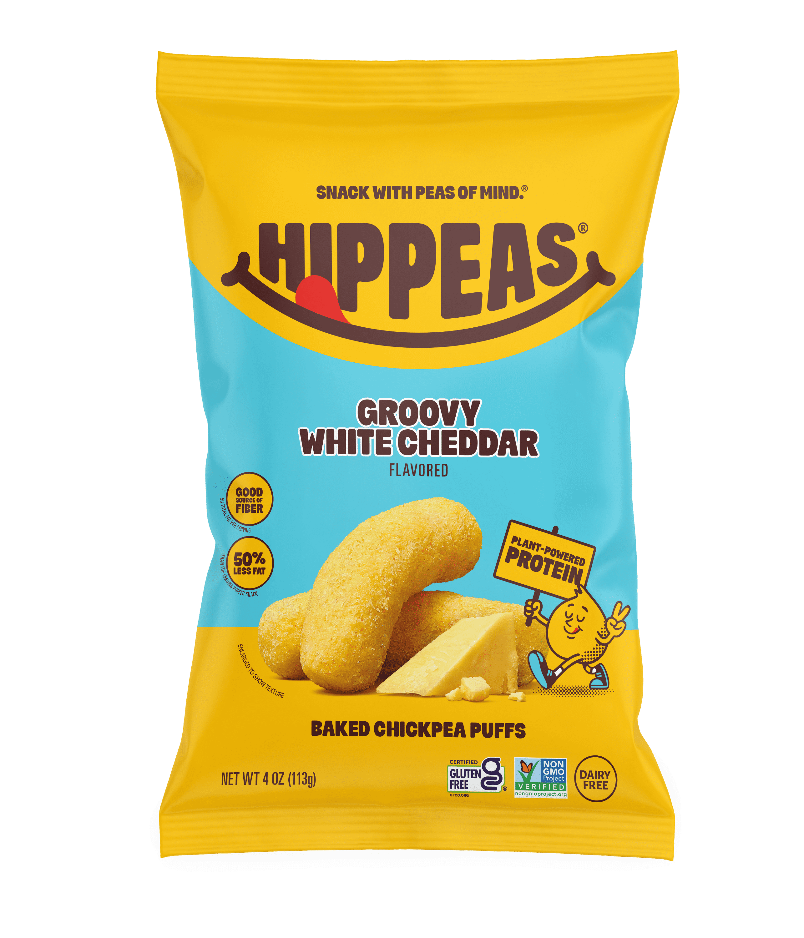 HIPPEAS Chickpea Puffs, Groovy White Cheddar, Gluten Free, Dairy Free, 4g Protein, 3g Fiber, 4 oz