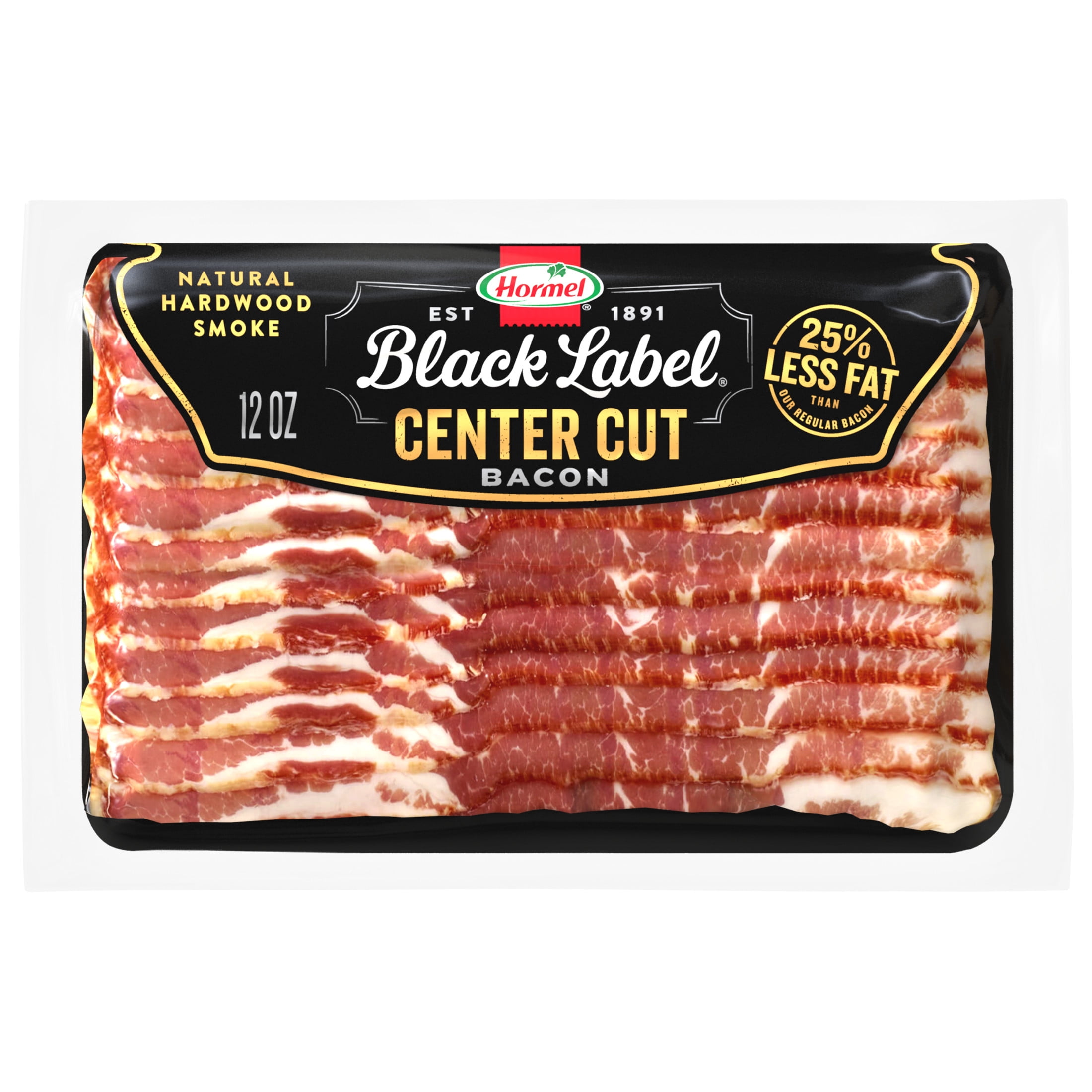HORMEL BLACK LABEL Center Cut Bacon, Gluten Free, Sliced, Refrigerated, 12 oz Plastic Package