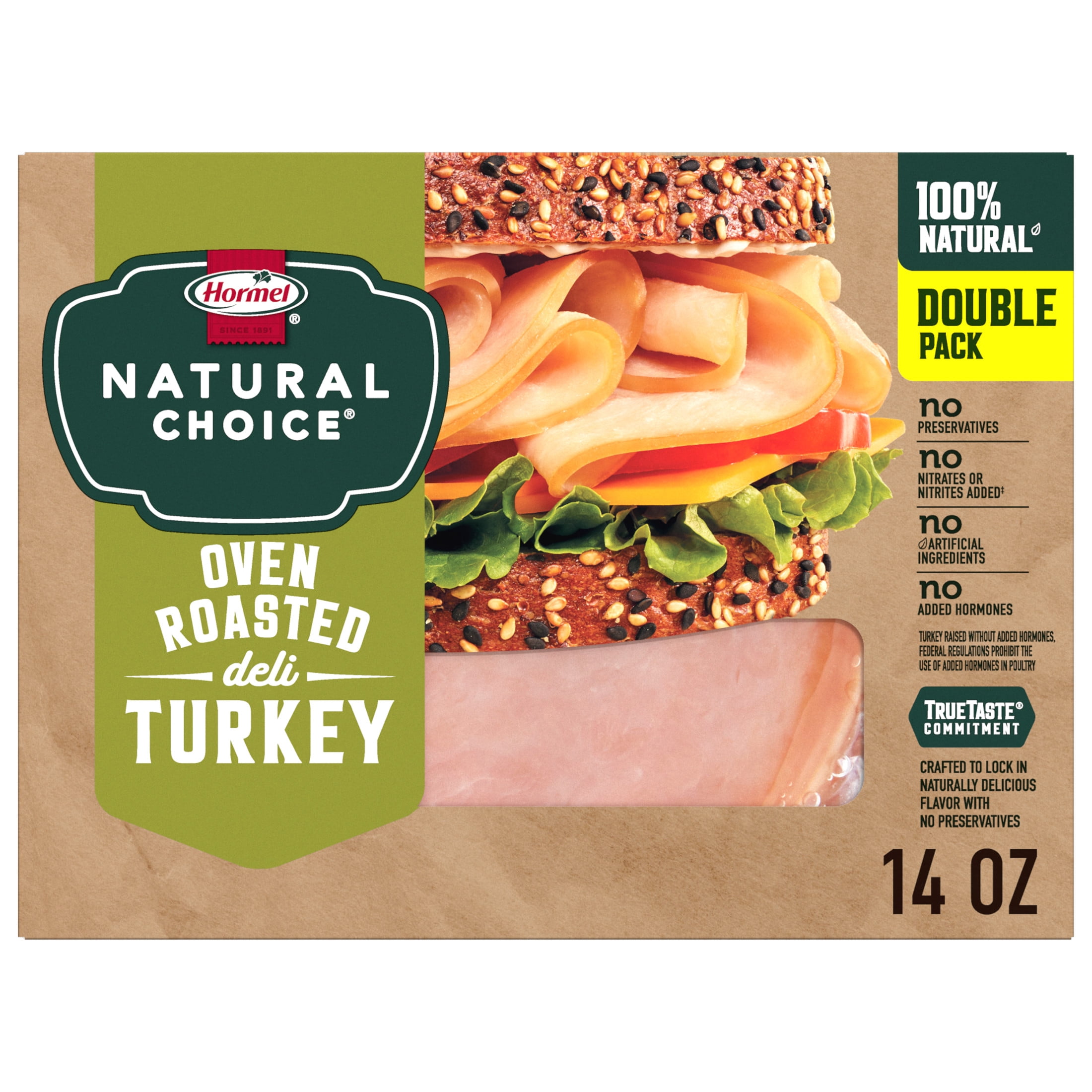 Hormel Natural Choice Oven Roasted Turkey Deli Lunchmeat, Double Pack 14 oz Resealable Package
