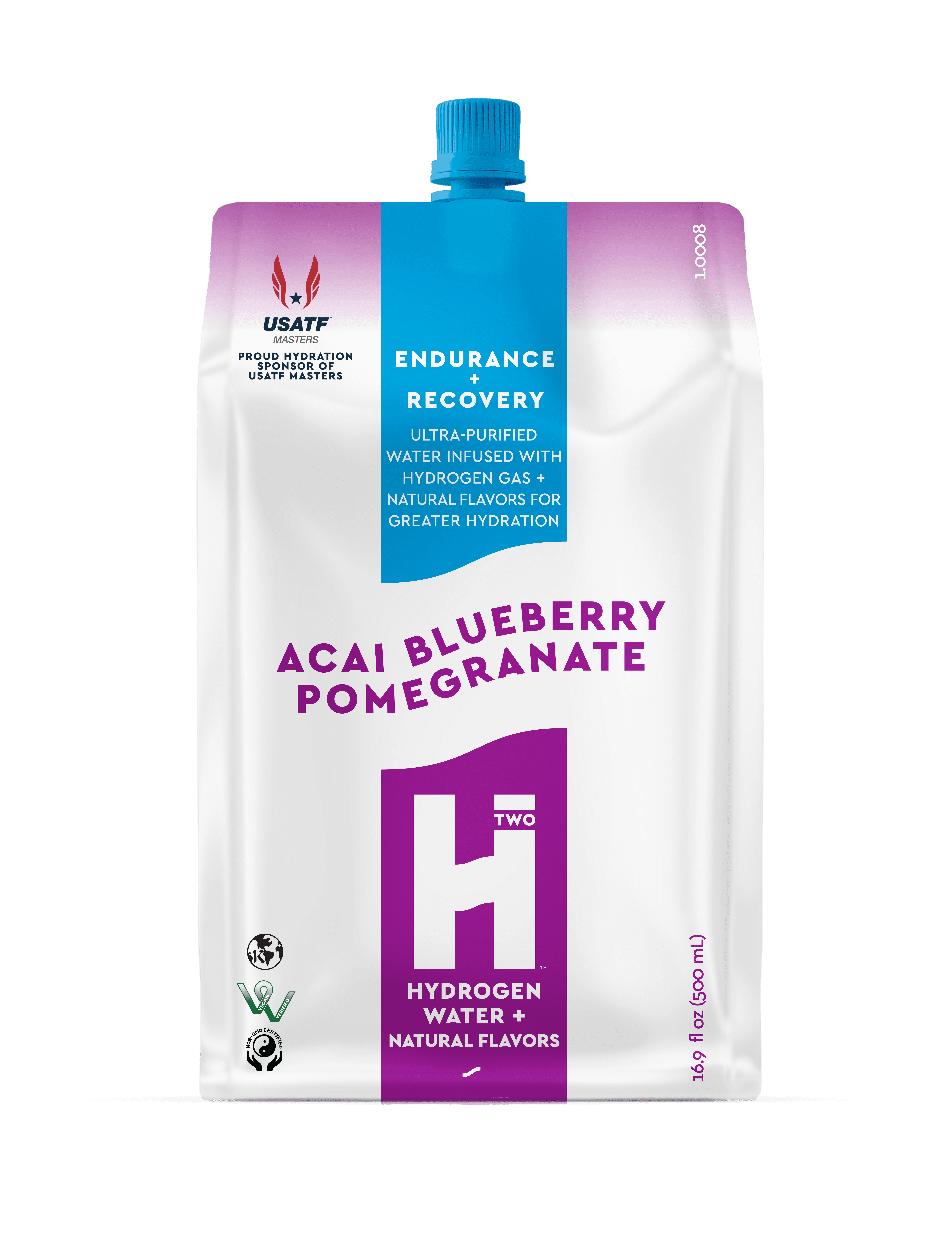 HTWO 16.9 oz Acai Blue Pom Hydrogen Infused Water + Electrolytes
