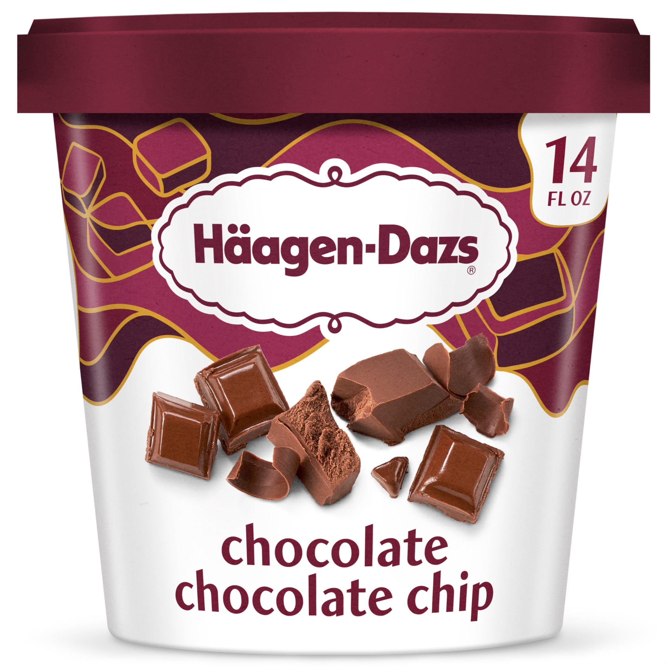 Haagen Dazs Chocolate Chocolate Chip Ice Cream, Gluten Free, Kosher, 1 Package, 14oz