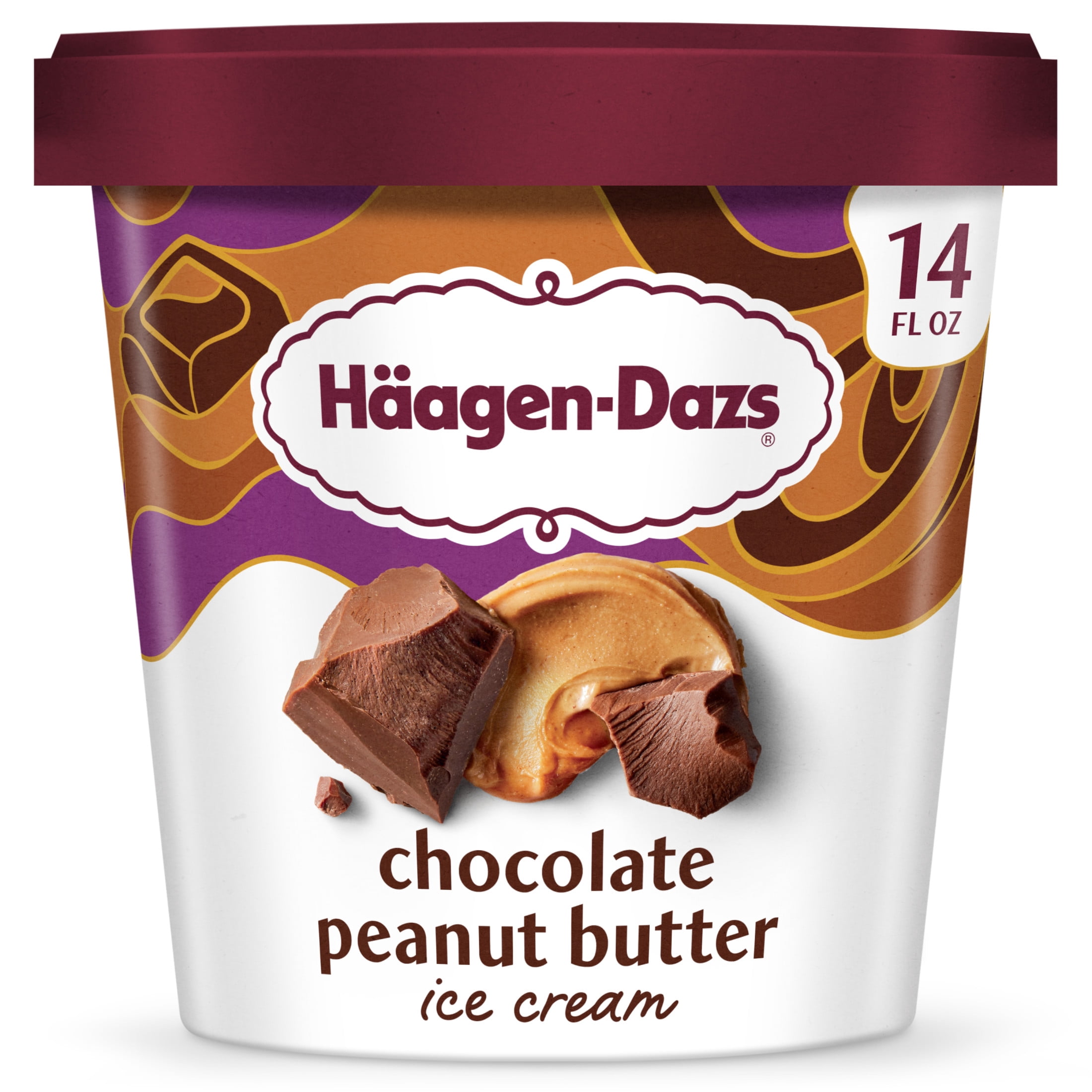 Haagen Dazs Chocolate Peanut Butter Ice Cream, Gluten Free, Kosher, 14 oz