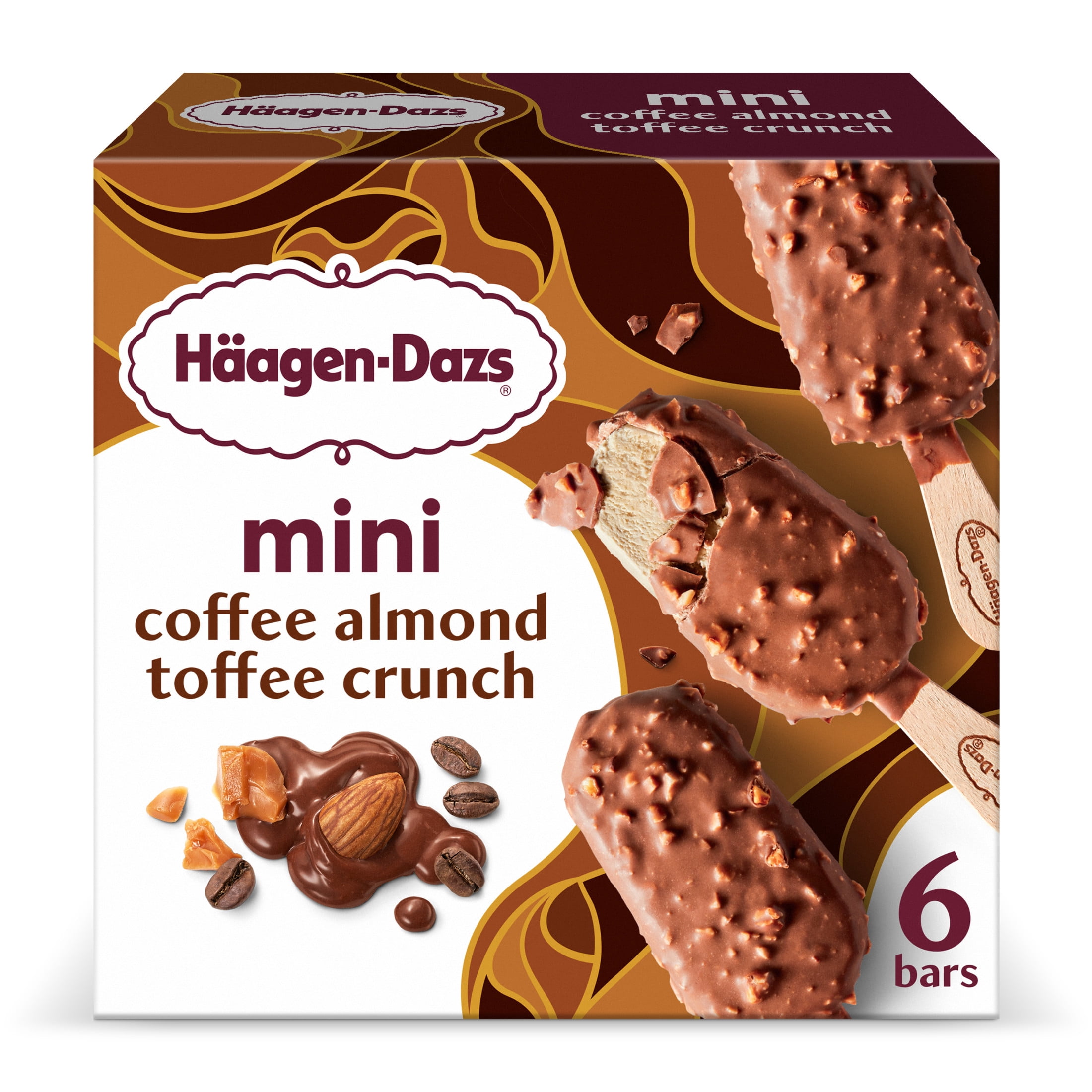 Haagen Dazs Coffee Almond Toffee Crunch Mini Ice Cream Bars, 6 Count
