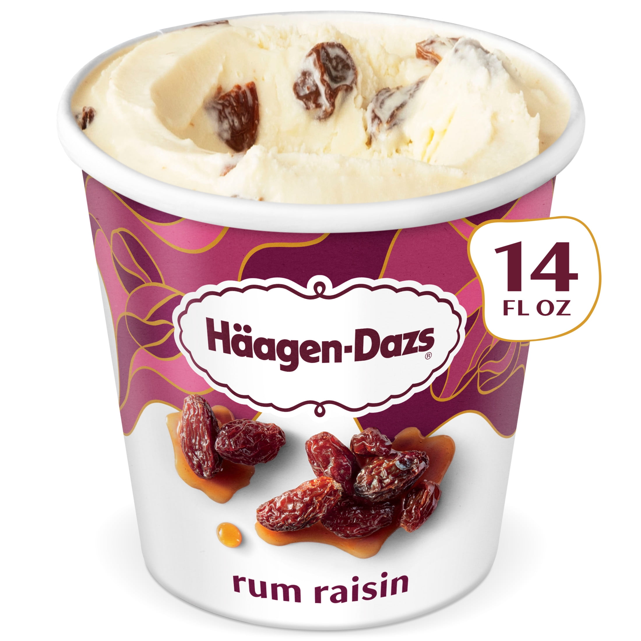 Haagen Dazs Rum Raisin Ice Cream, Gluten Free, Kosher, 14 oz