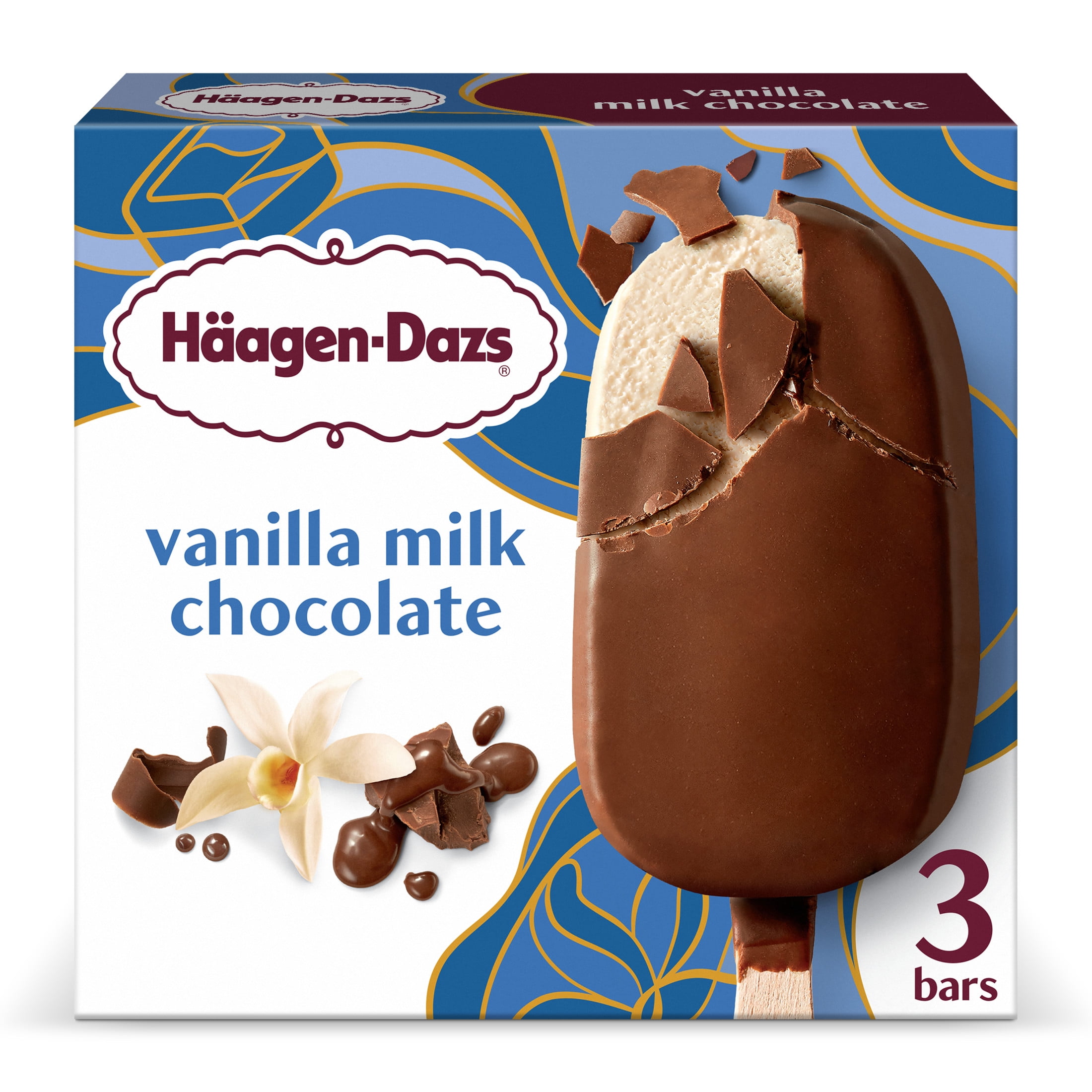 Haagen Dazs Vanilla Milk Chocolate Ice Cream Bars, 3 Count