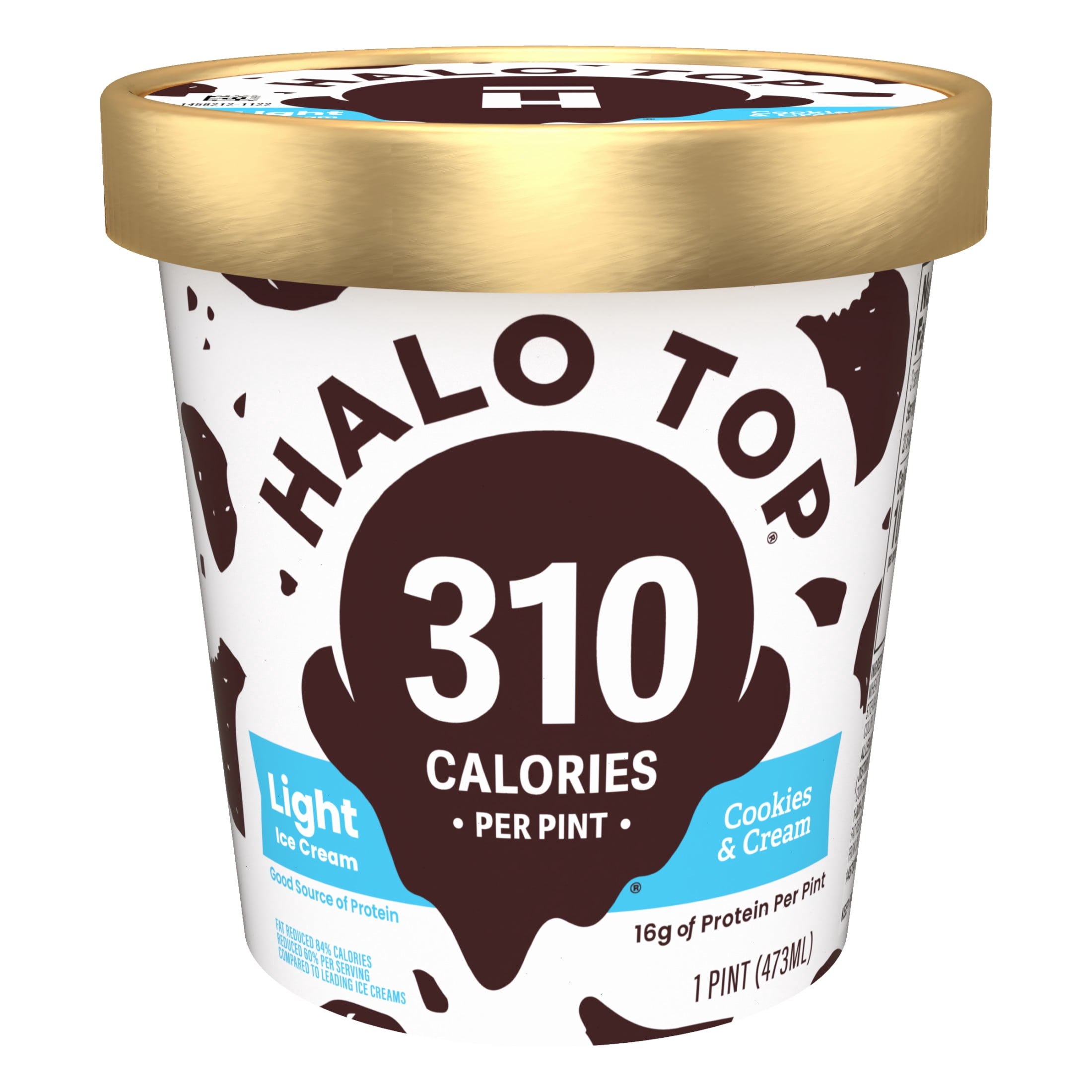 Halo Top Cookies and Cream Light Ice Cream Pint, 16 fl oz
