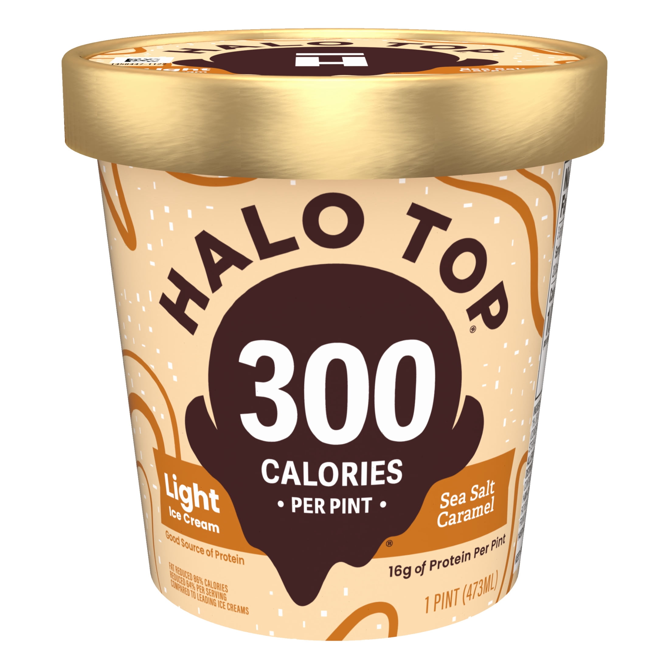 Halo Top 16g Protein Light Ice Cream - Sea Salt Caramel, 1 pt