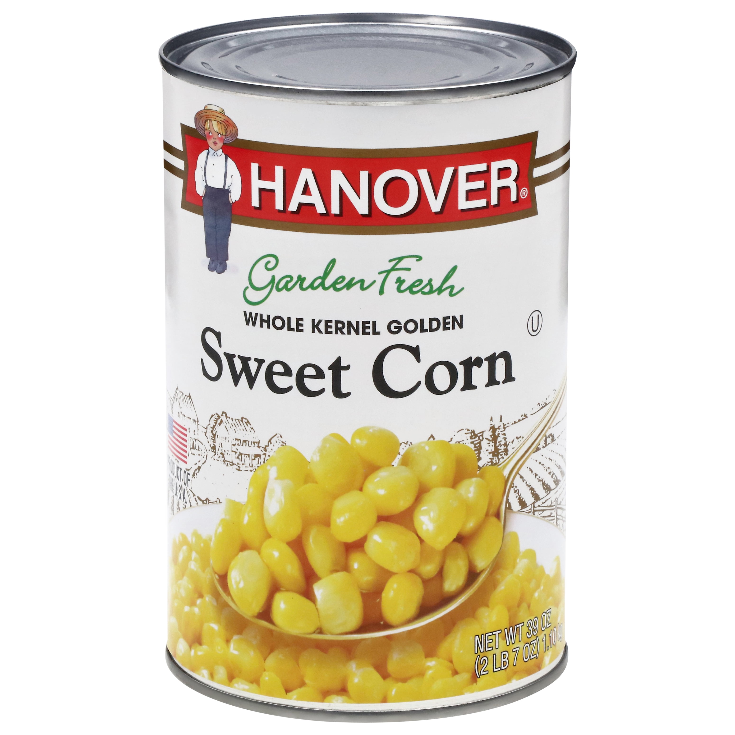 Hanover Garden Fresh Whole Kernel Golden Sweet Corn, 39 oz Can Family-Size Shelf-Stable Vegetables